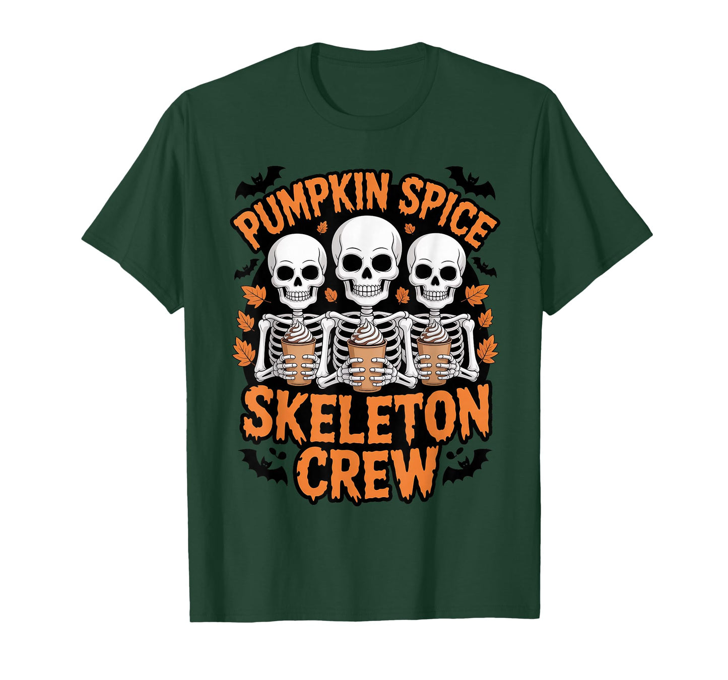 Pumpkin Spice Skeleton Crew Fall Season Funny Coffee T-Shirt