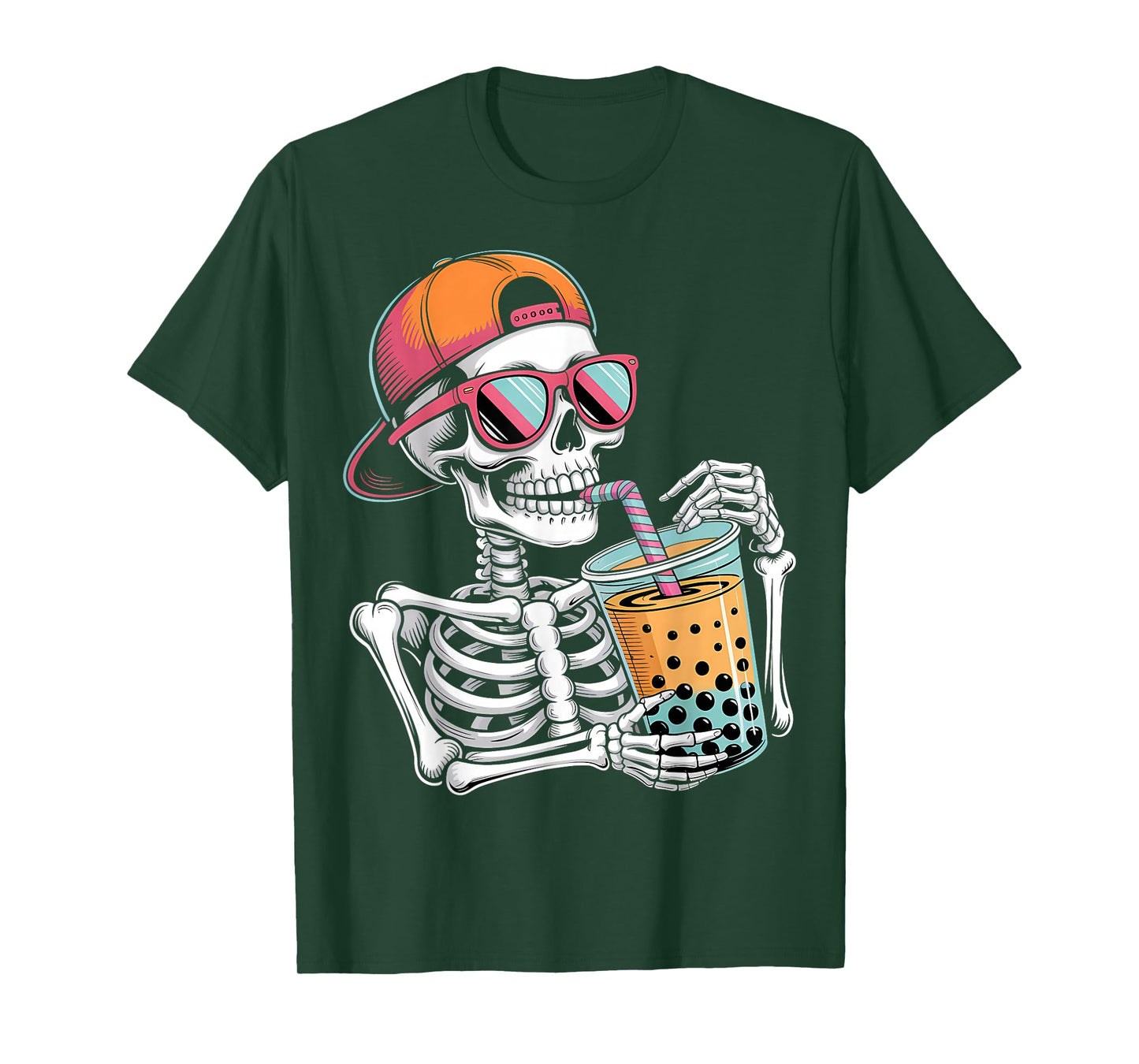 Funny Halloween Skeleton Boba Tea Costume T-Shirt