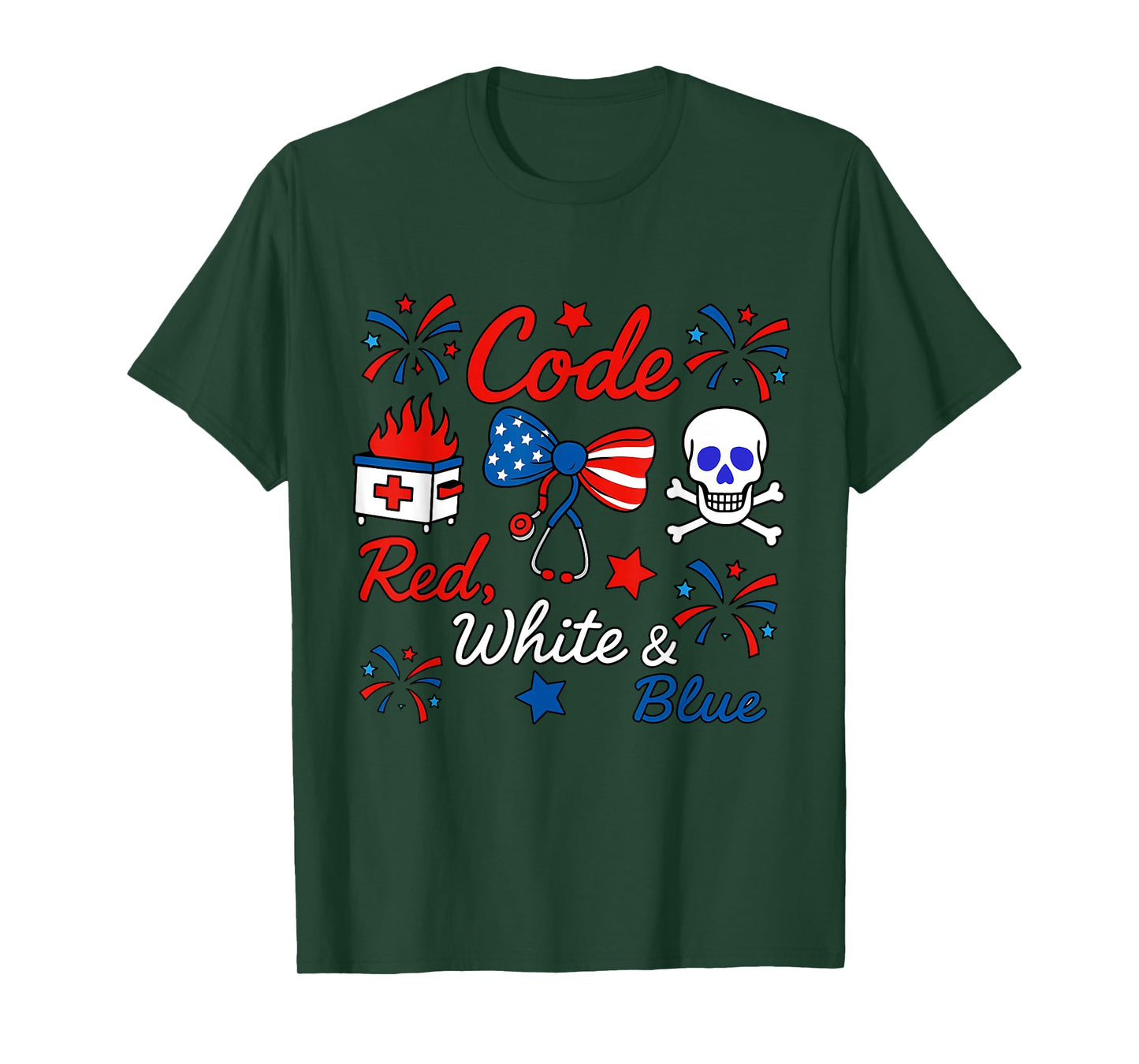 Code Red, White and Blue Nurse 4th of July Independence Day T-Shirt