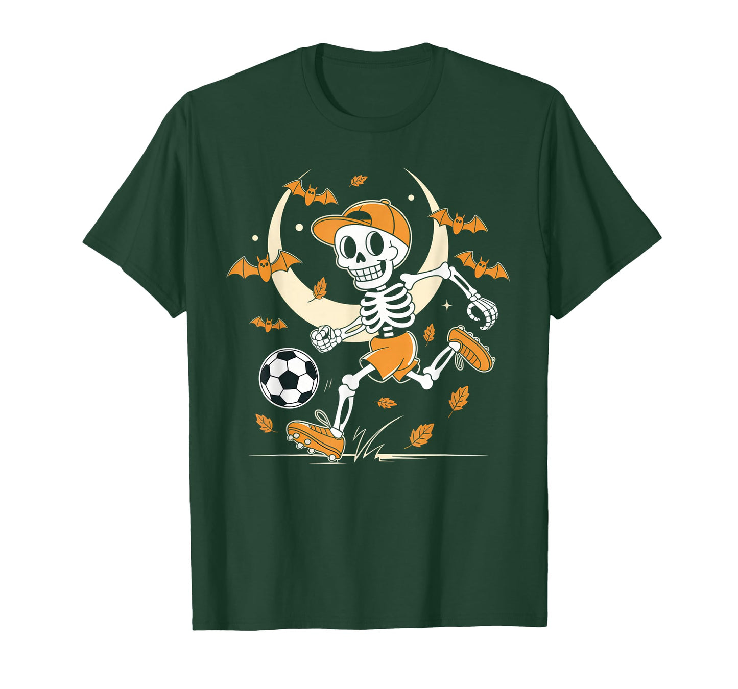 Funny Skeleton Soccer Men Boys Kids Halloween Costume T-Shirt