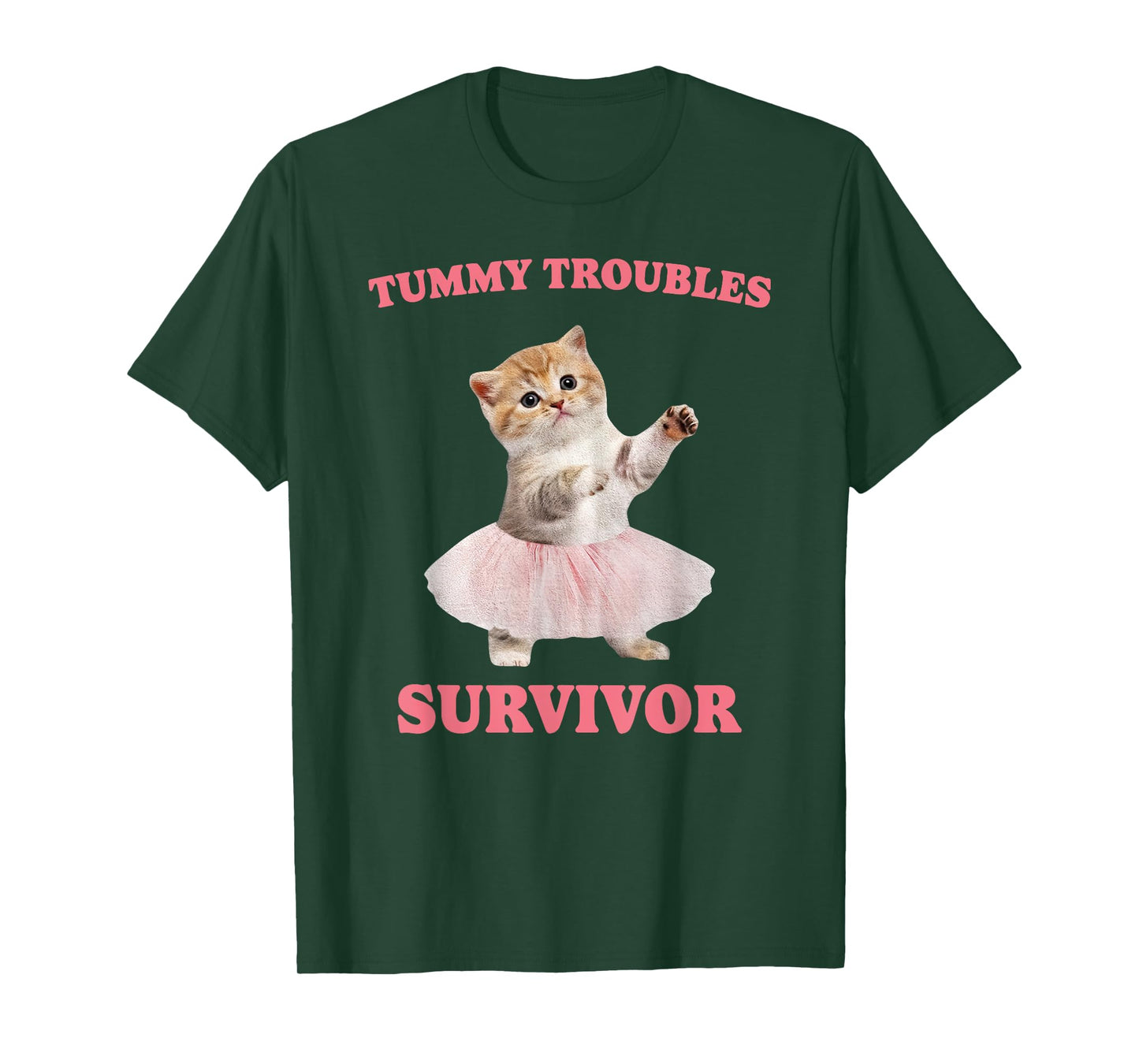 Retro Tummy Troubles Survivor Funny Cute Cat Meme Dancing T-Shirt