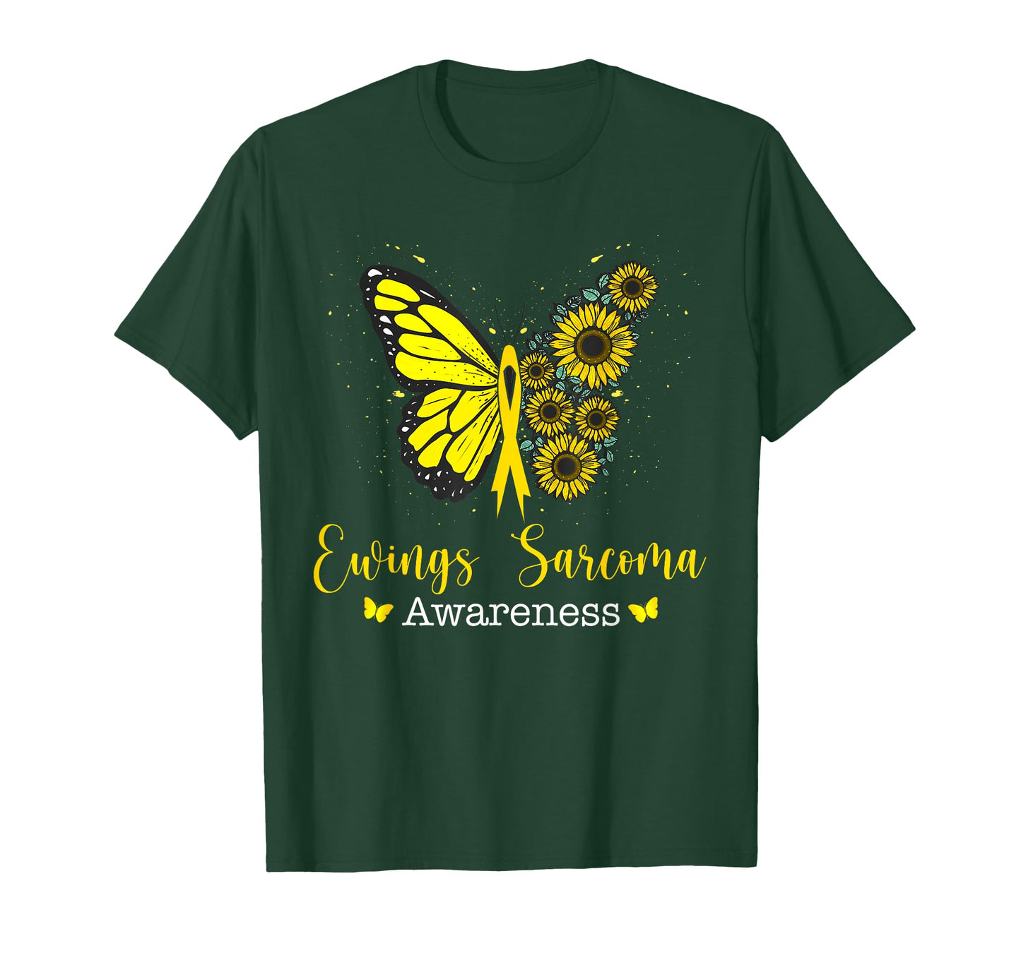 Ewings Sarcoma Cancer Awareness Butterfly & Sunflower T-Shirt