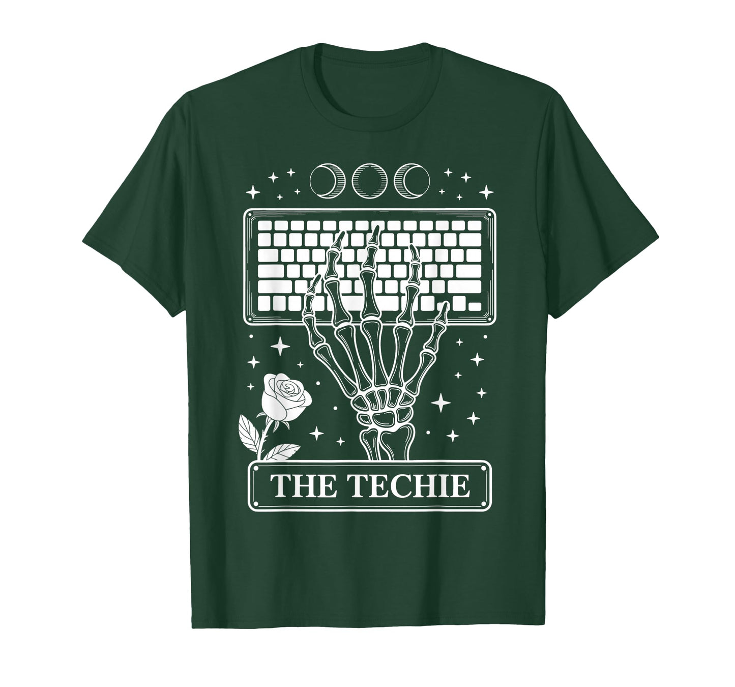 The Techie Skeleton Keyboard Tarot Design T-Shirt