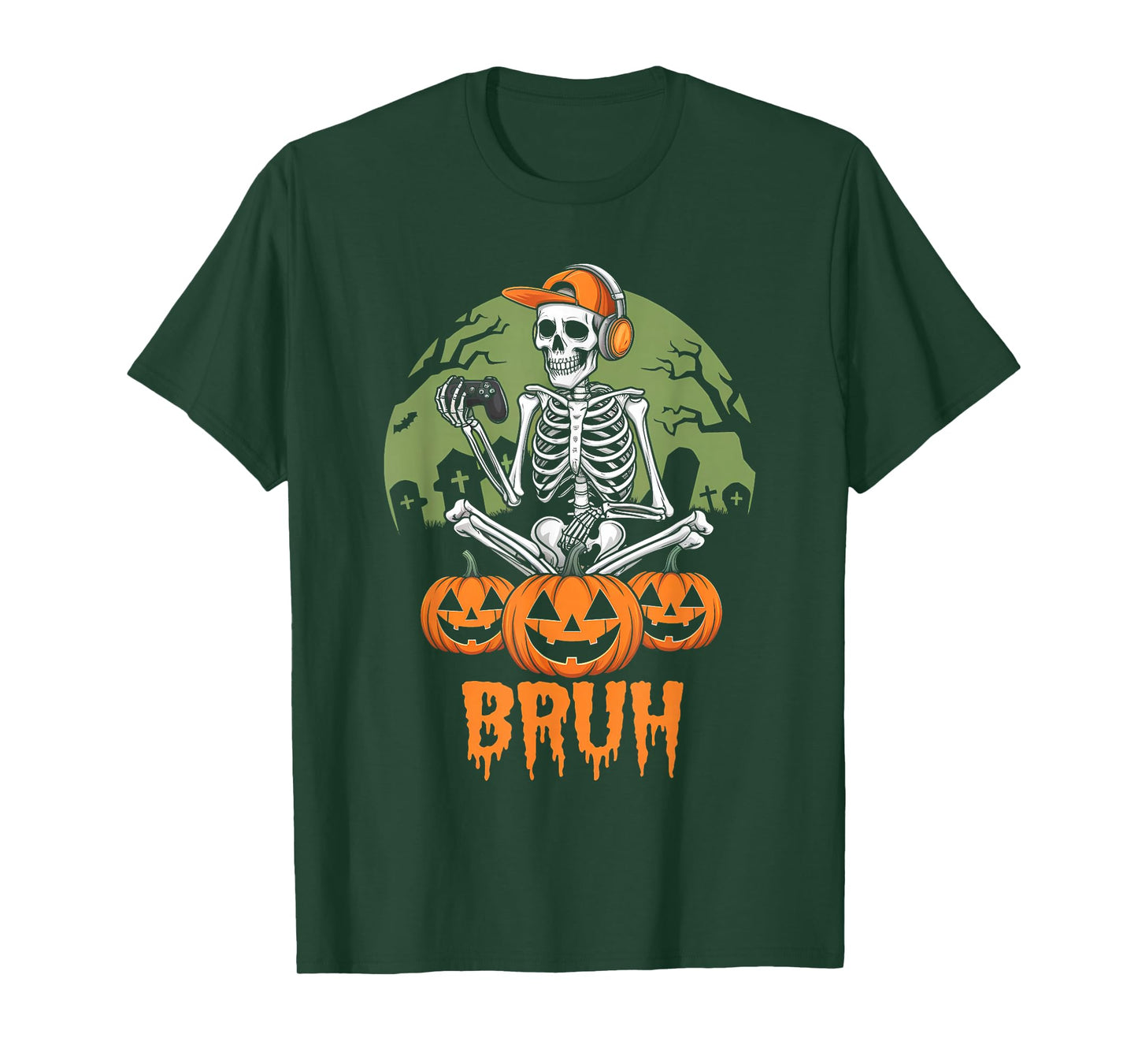 Halloween Skeleton Video Gaming Gamer Teens Boys Youths Men T-Shirt