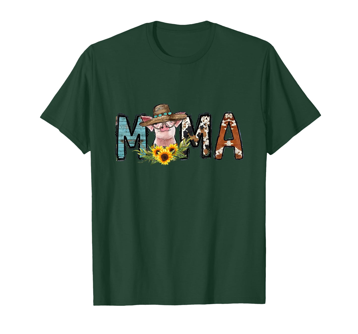 Pig Mama Pig Mom Sunflower Country Farm Life Cowhide T-Shirt