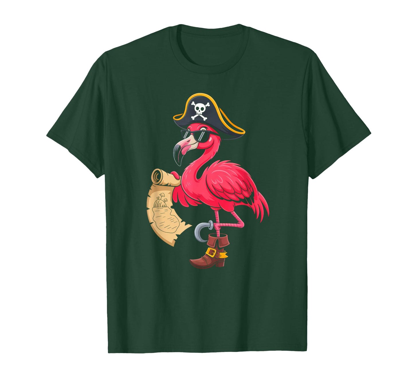 Cute Pink Flamingo Pirate Women Girls Kids Halloween Costume T-Shirt