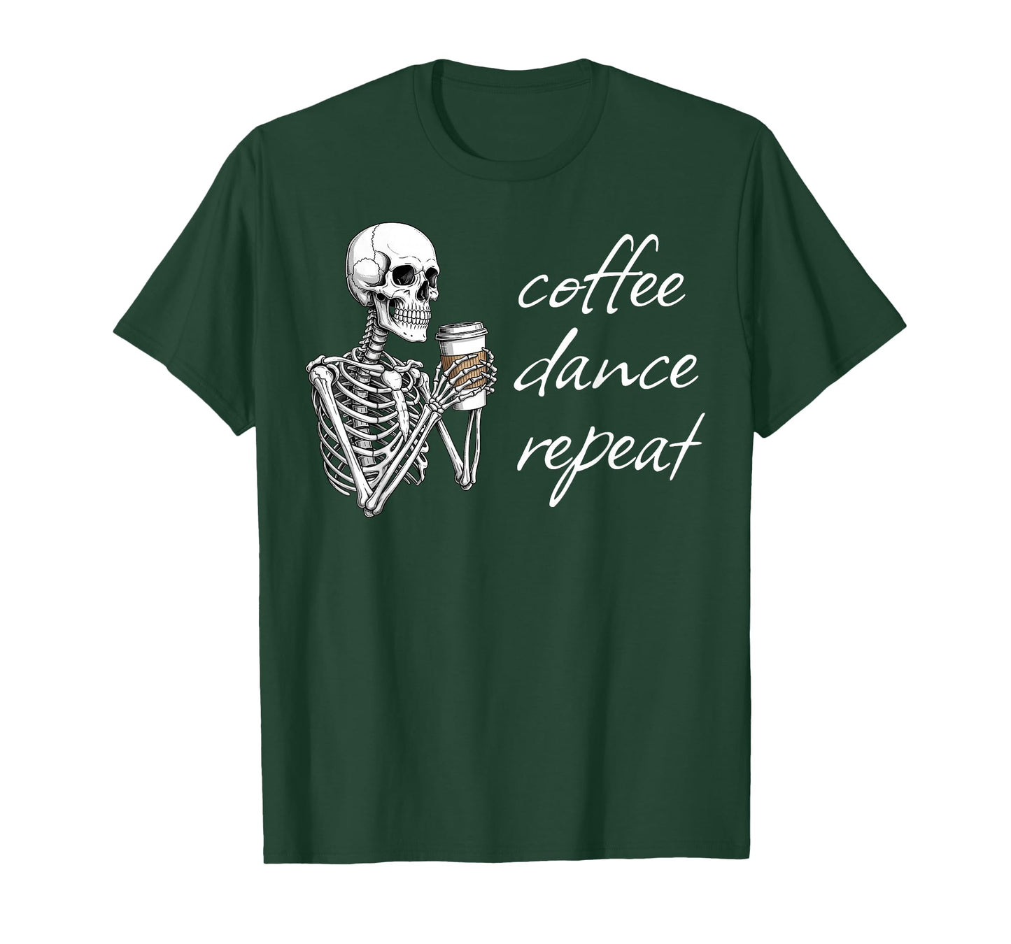 Coffee Dance Repeat Skeleton Dancer Spooky Halloween T-Shirt