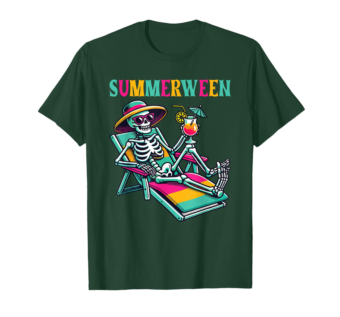 Happy Summerween Summer Halloween Skeleton T-Shirt for Men Women Kids