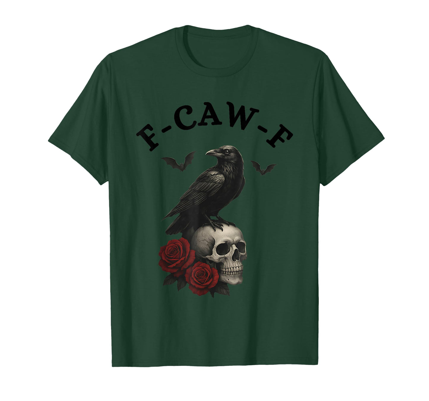 F-Caw-F Funny Black Crow Skull Gothic Halloween Dark Humor T-Shirt