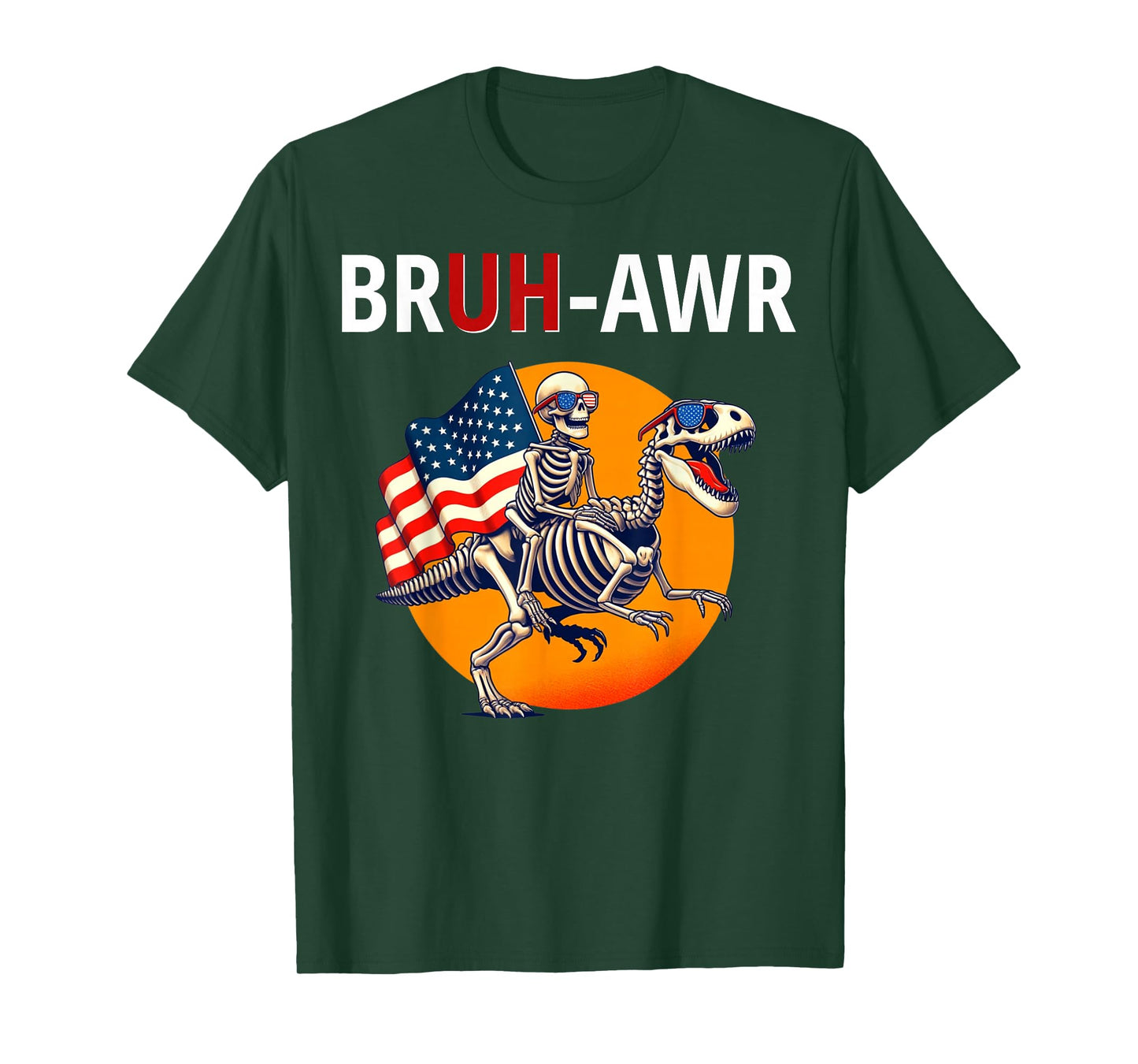 Bruh T Rex Meme Dinosaur, Funny American Skeleton T-Shirt