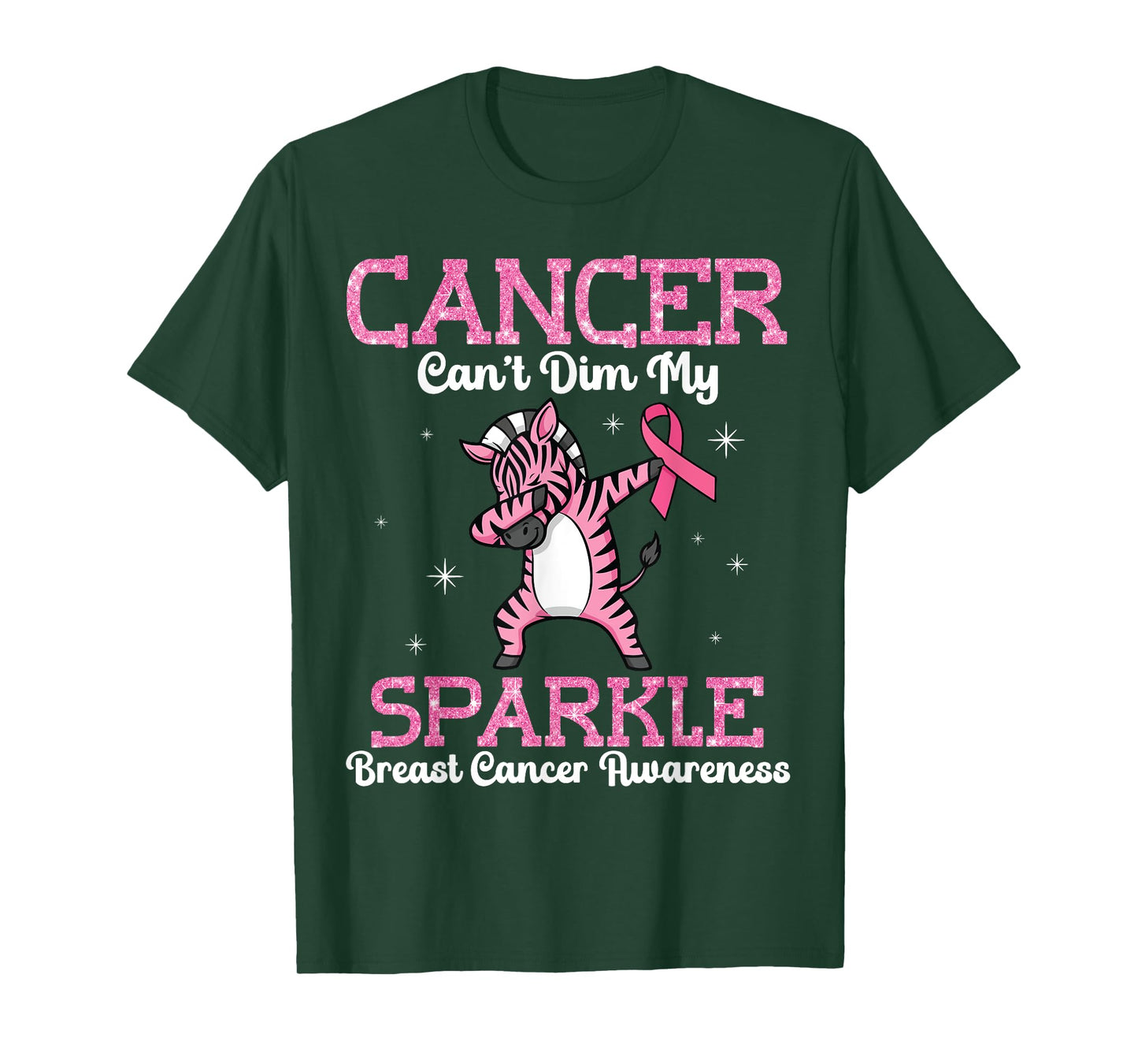 Zebra Dabbing Cancer Can’t Dim Me Breast Cancer Awareness T-Shirt