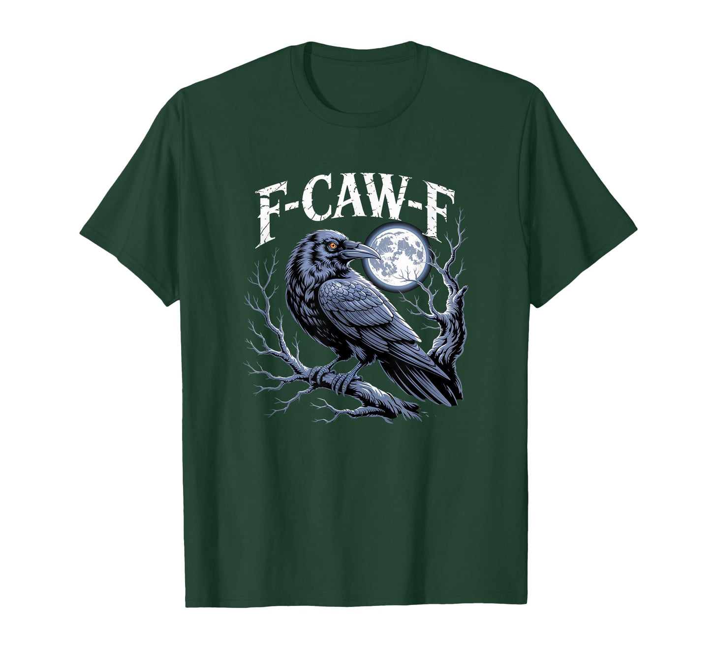 Gothic Black Crow, F-Caw-F Funny Black Bird Moon Adult Humor T-Shirt