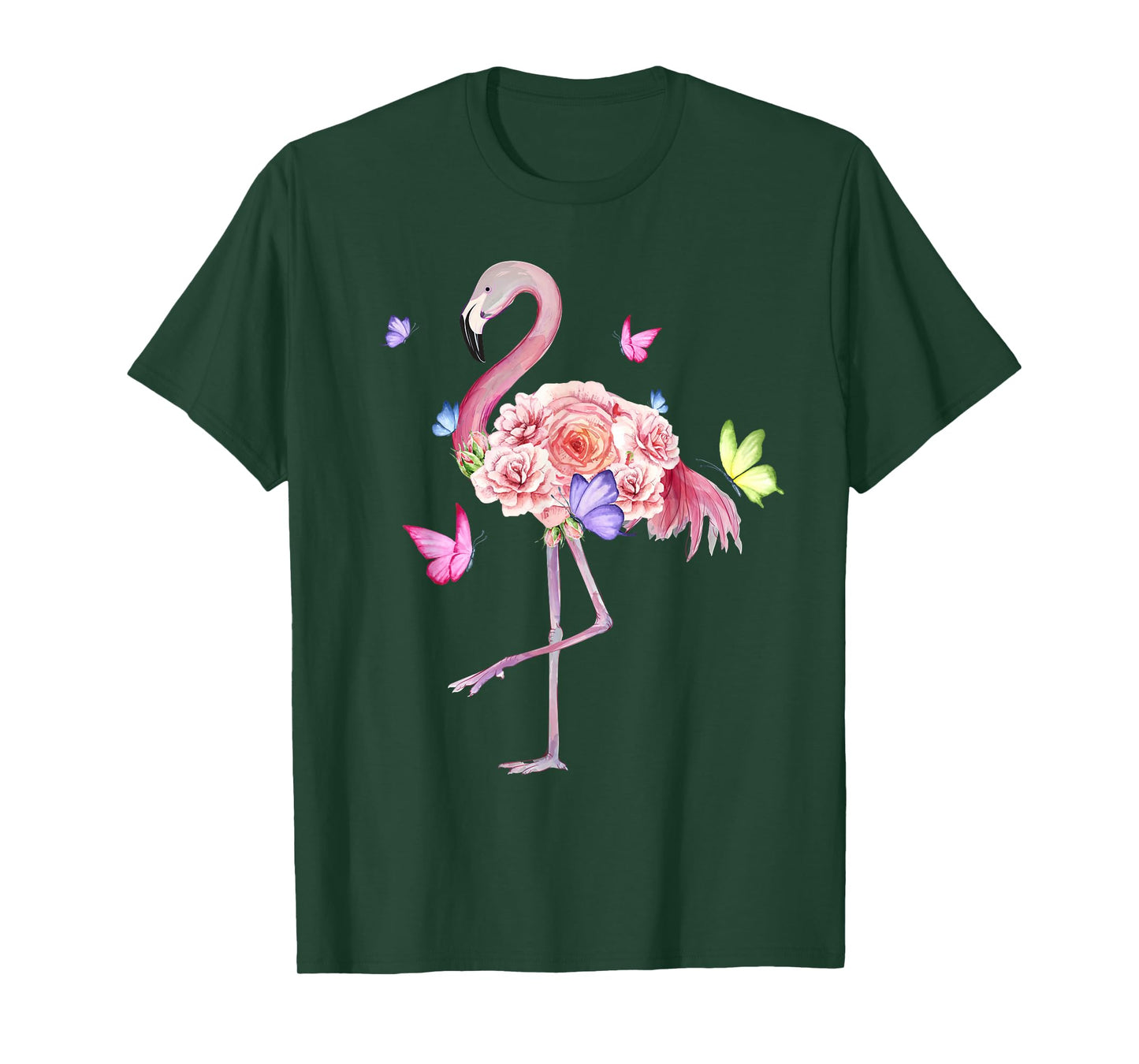 Nature Pink Flowers Women Girls Kids Flamingo T-Shirt