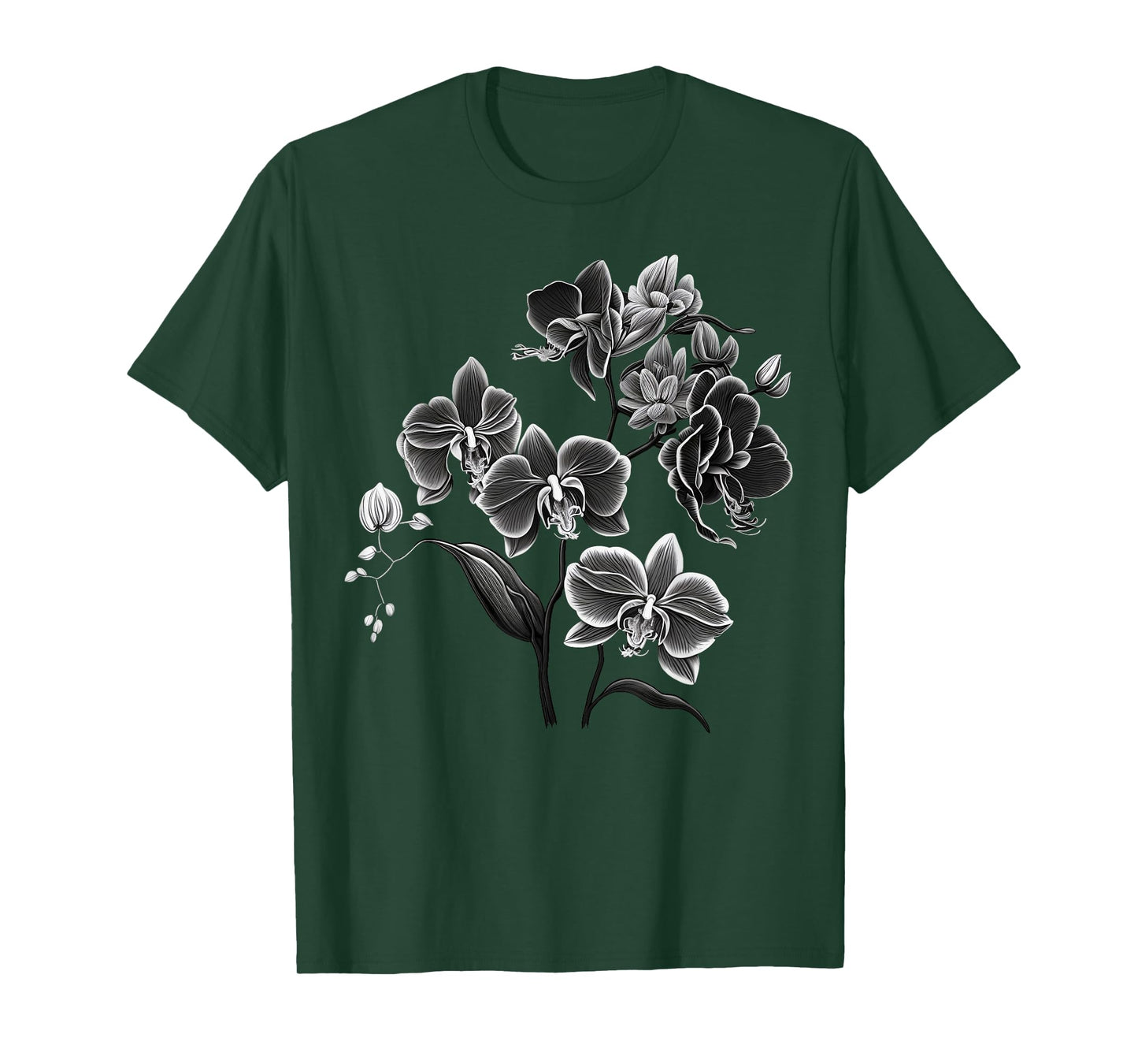 Simple Orchid Flower on black and white Orchid T-Shirt