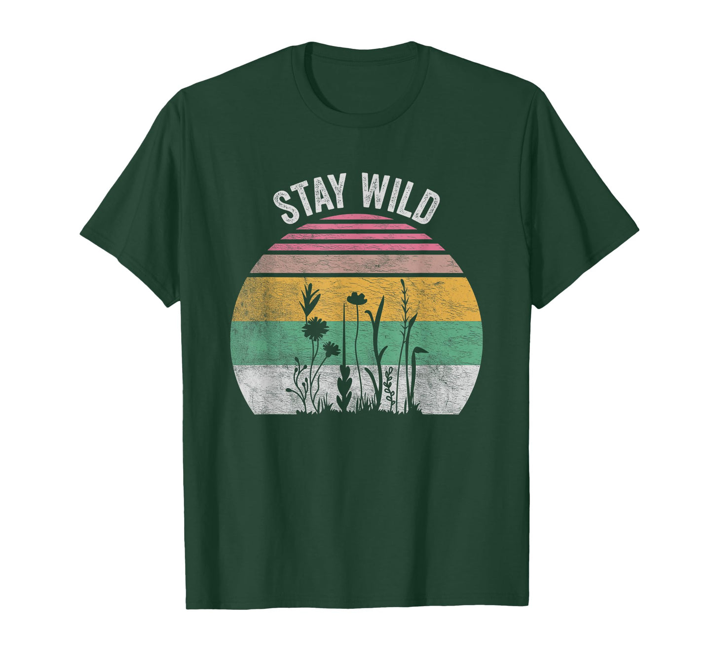 Retro Vintage Stay Wild Wildflower Inspirational Women Quote T-Shirt