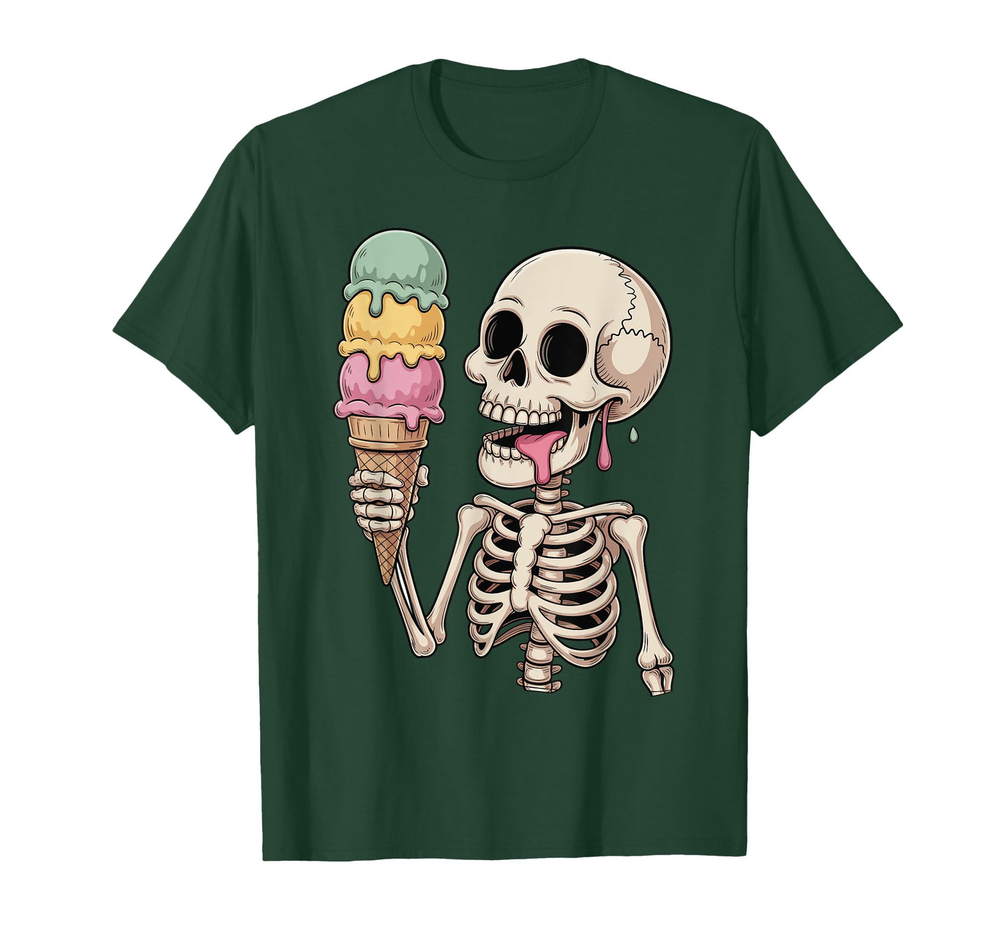 Kids Skeleton Eating Ice Cream Halloween Trick or Treat T-Shirt