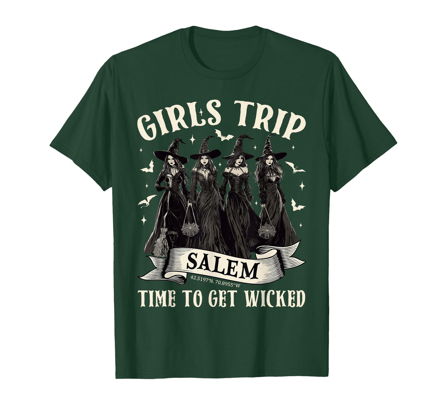 Girls Trip Salem Time To Get Wicked Halloween Witch Women T-Shirt