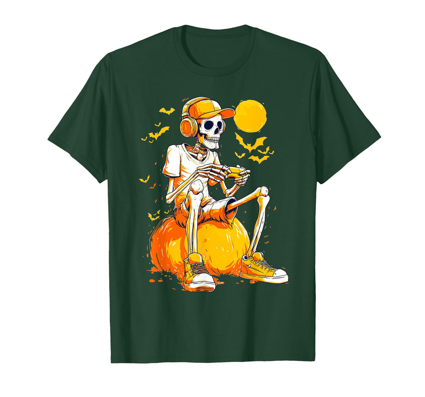 Halloween Skeleton Gamer Video Gaming Boys Men Kids Tees T-Shirt