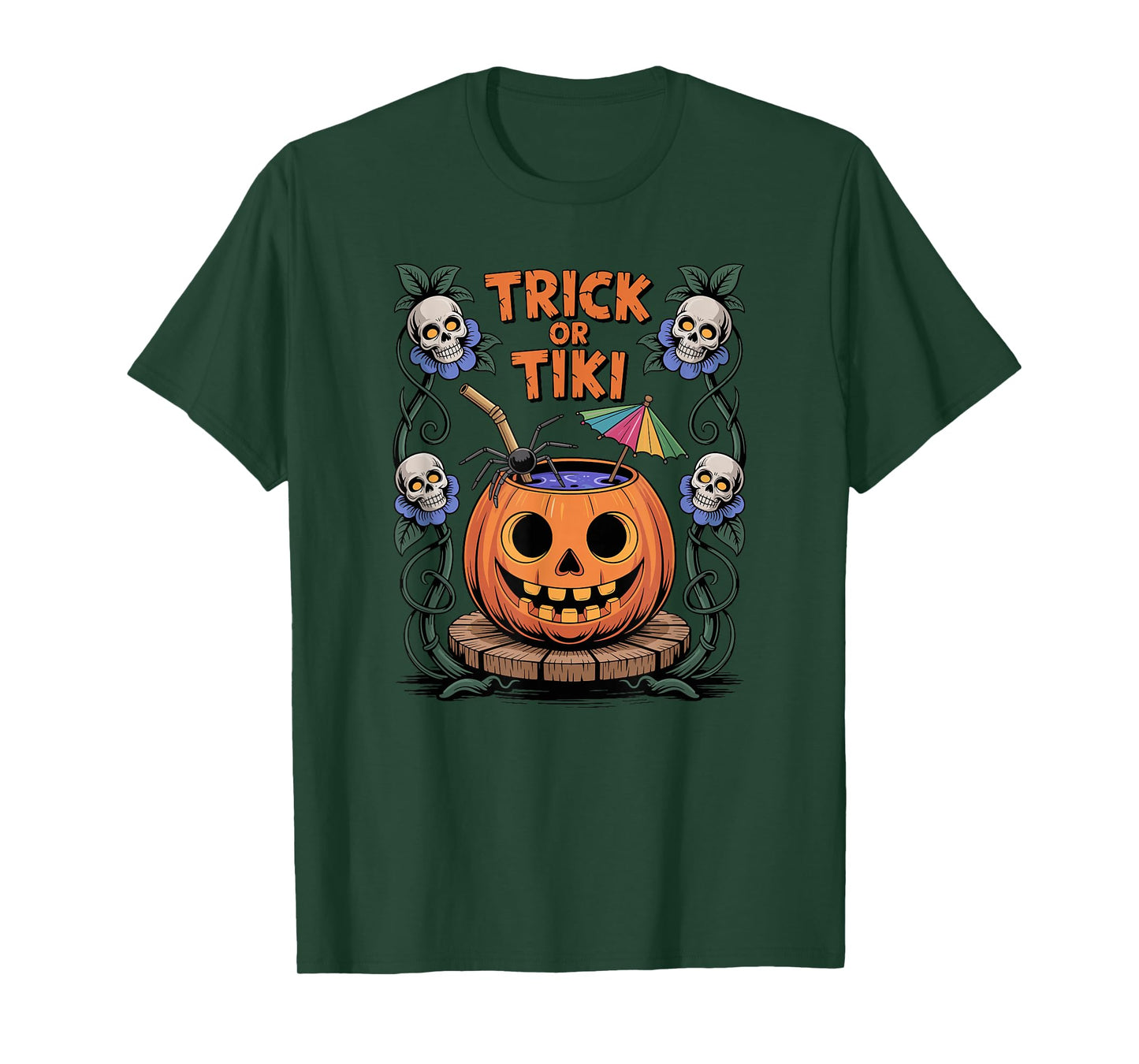 Trick Or Tiki Cute Summerween Halloween Pumpkin T-Shirt