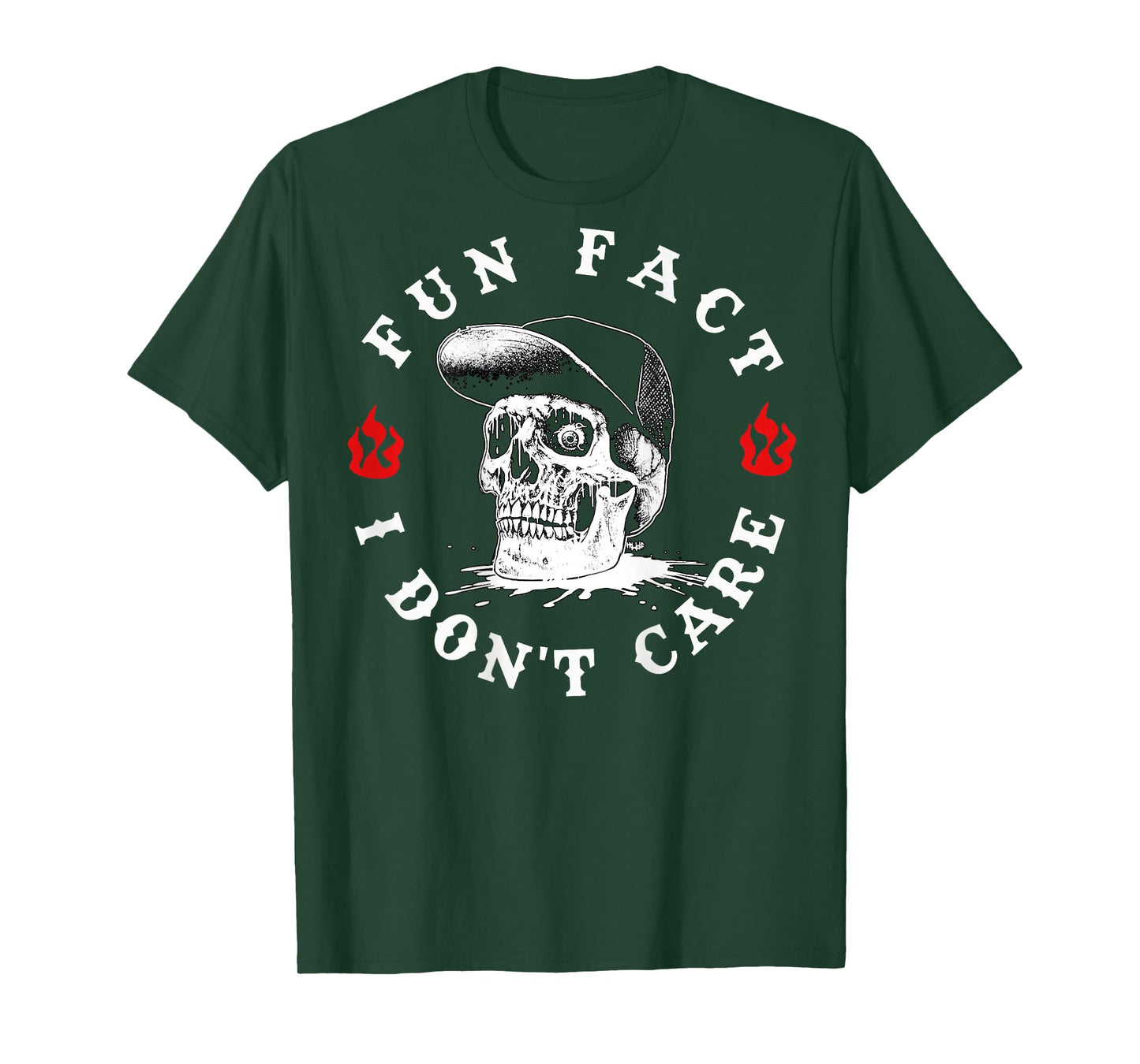Fun Fact I Don't Care Funny Skeleton Sarcastic (ON Back) T-Shirt