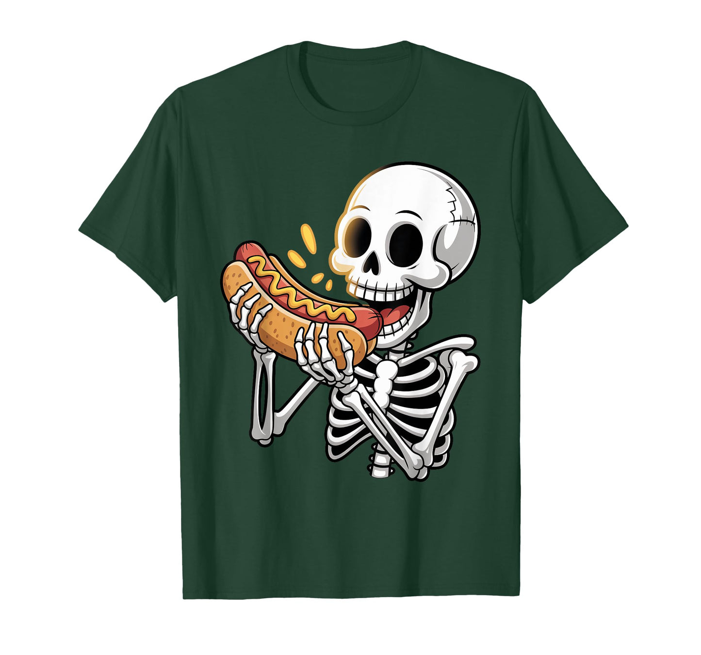 Halloween Skeleton Eating Hot Dog Kids Boys Trick or Treat T-Shirt