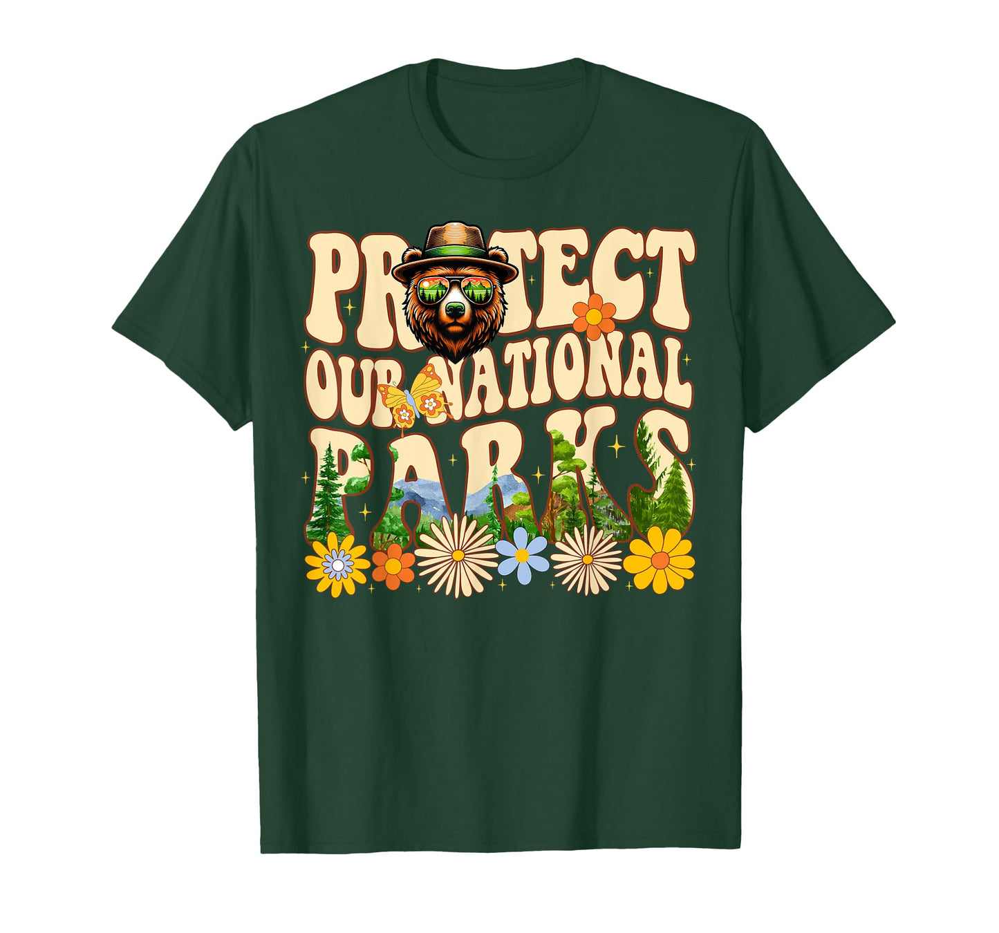 Protect Our National Parks Cool Bear Nature Lovers Retro T-Shirt