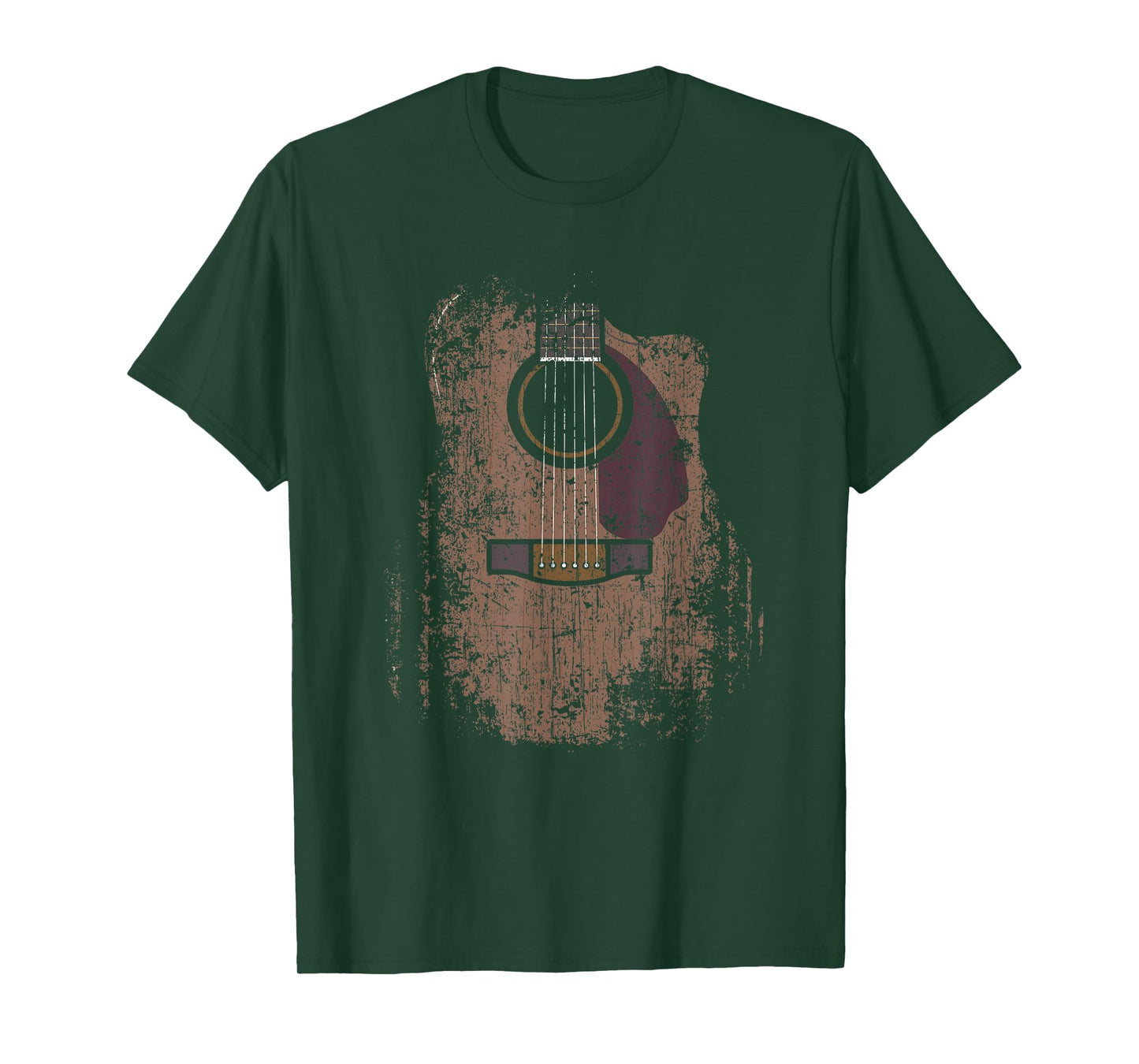 Musician Guitarist Instrument & Strings Designs Distressed Acoustic Guitar Vintage Player Rock & Roll Music T-Shirt - Unisex Adults/Kids - Black - Short Sleeve - Classic Fit - Small