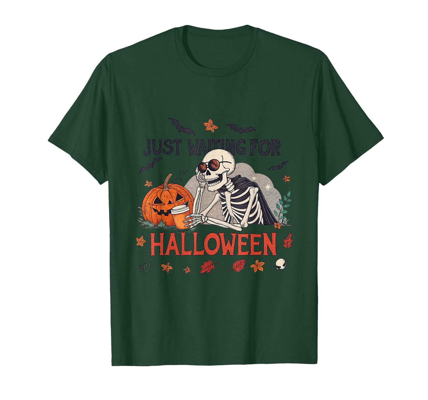 Just Waiting for Halloween Skeleton T-Shirt