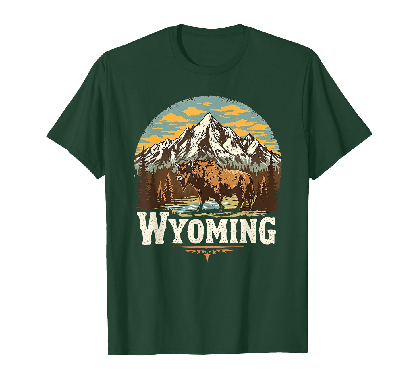 Wyoming Mountains and Buffalo Nature Scenic Wyoming T-Shirt