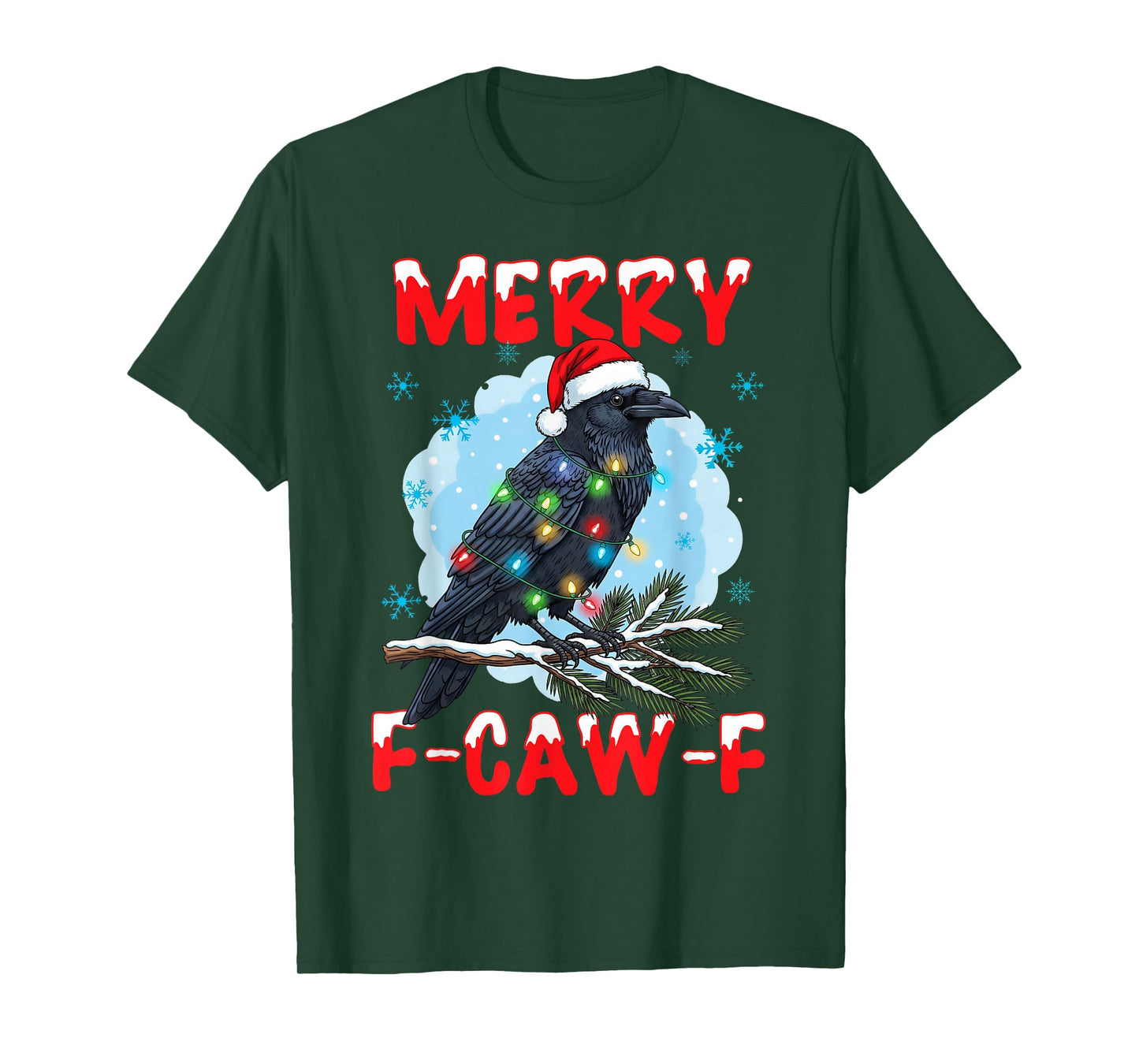 Merry F-Caw-F Christmas Black Bird Meme F Caw F Crow T-Shirt