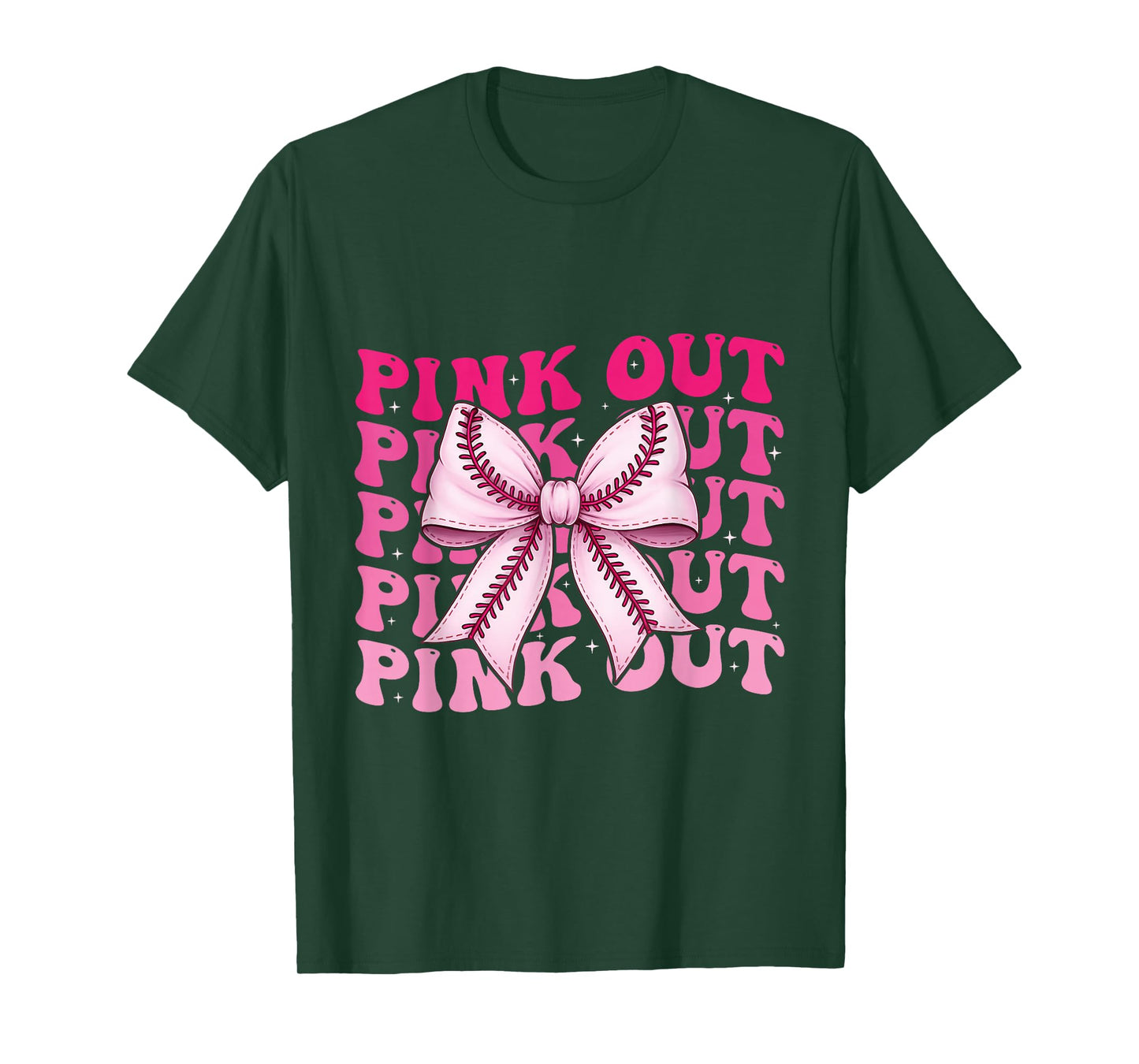 Pink Out Baseball Bow Breast Cancer Coquette Bow Women Girl T-Shirt