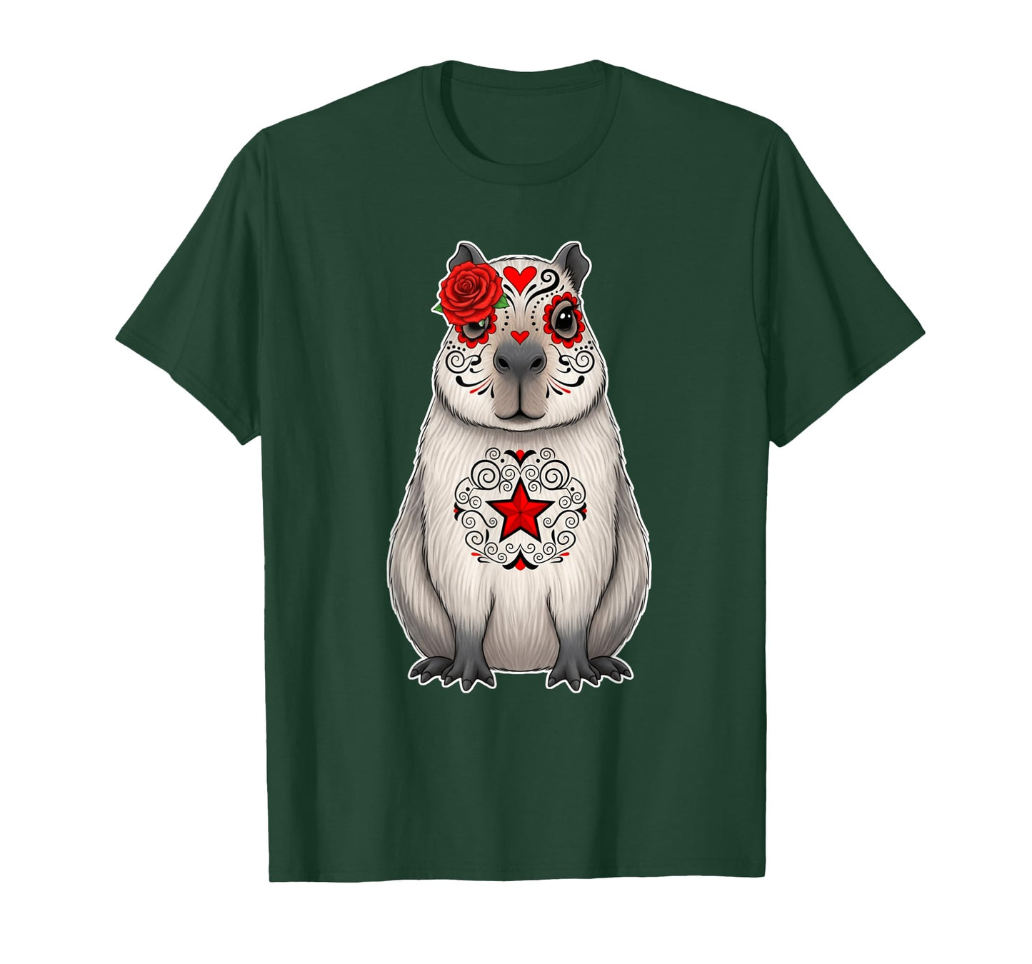 Sugar Skull Capybara Halloween Graphic T-Shirt