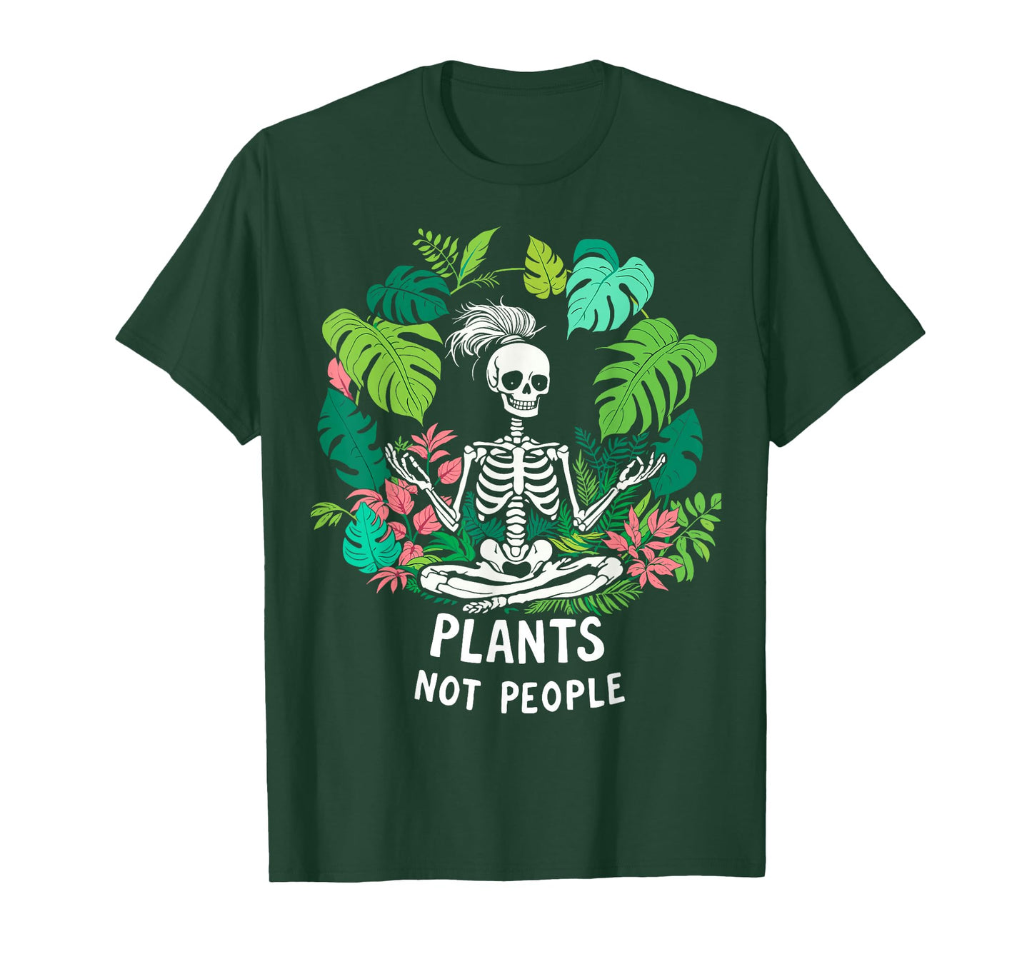 Plants Not People Meditation Skeleton Gardening Planting T-Shirt