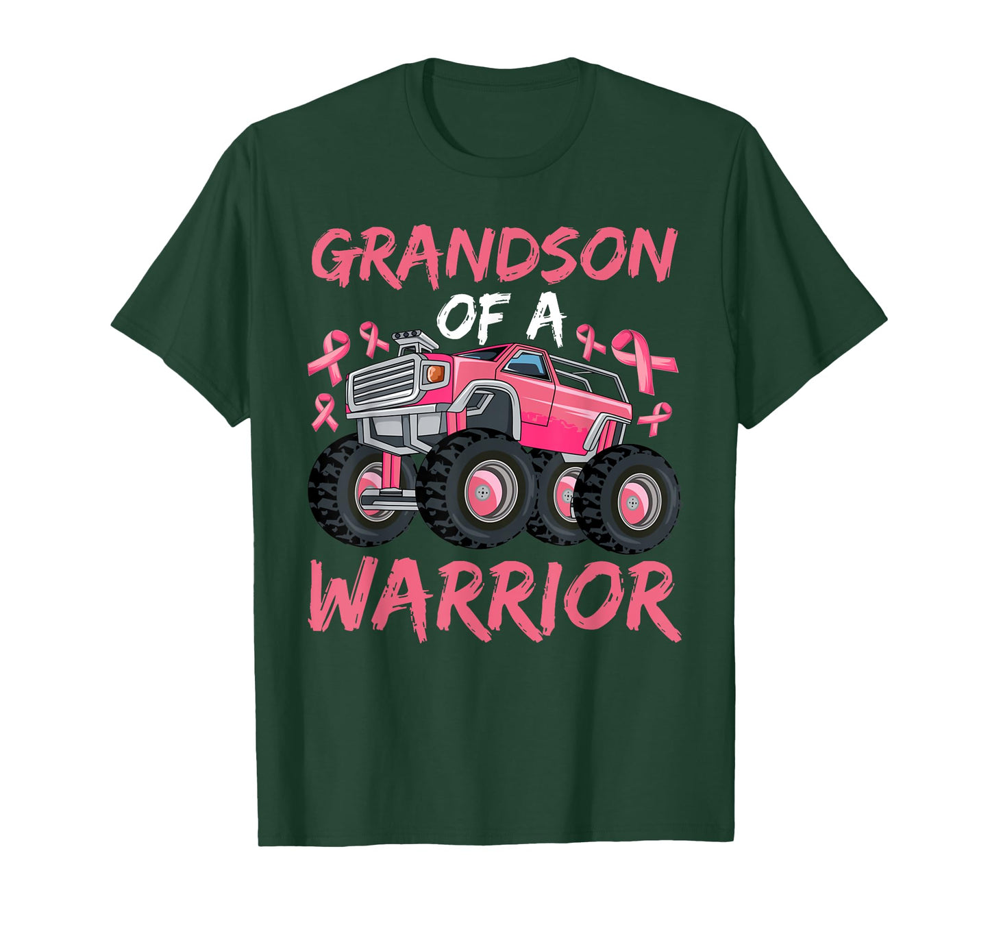 Truck Grandson Of A Warrior Breast Cancer Pink Ribbon T-Shirt