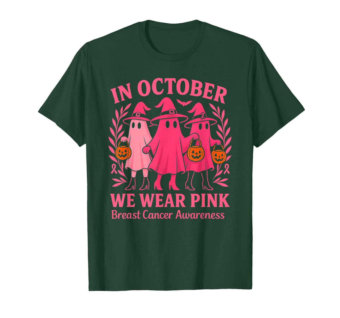 Breast Cancer Awareness Halloween in October We Wear Pink T-Shirt