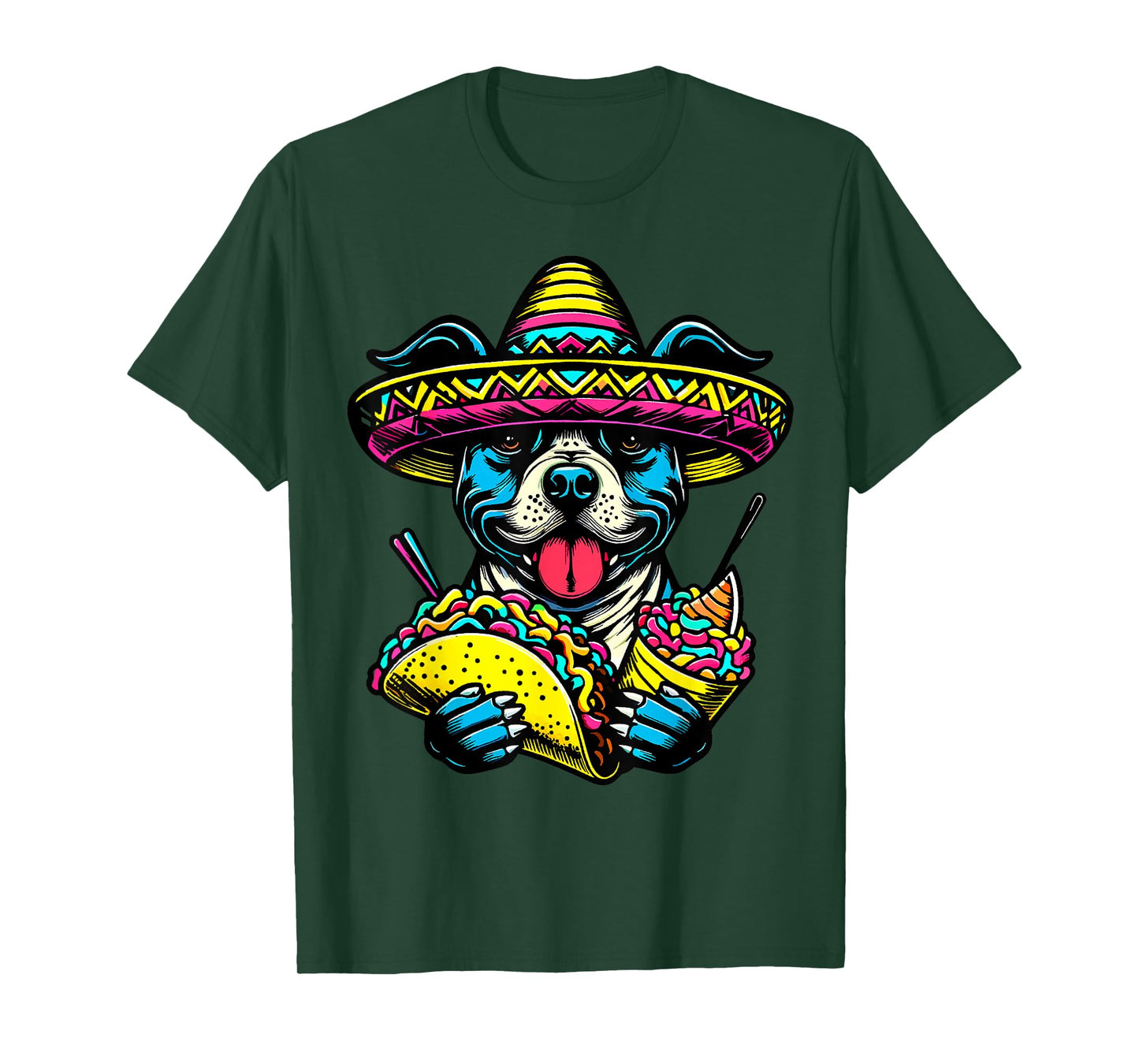 Let's Fiesta Dog Pitbull Cinco De Mayo tacos Sombrero Men Women Kids T-Shirt
