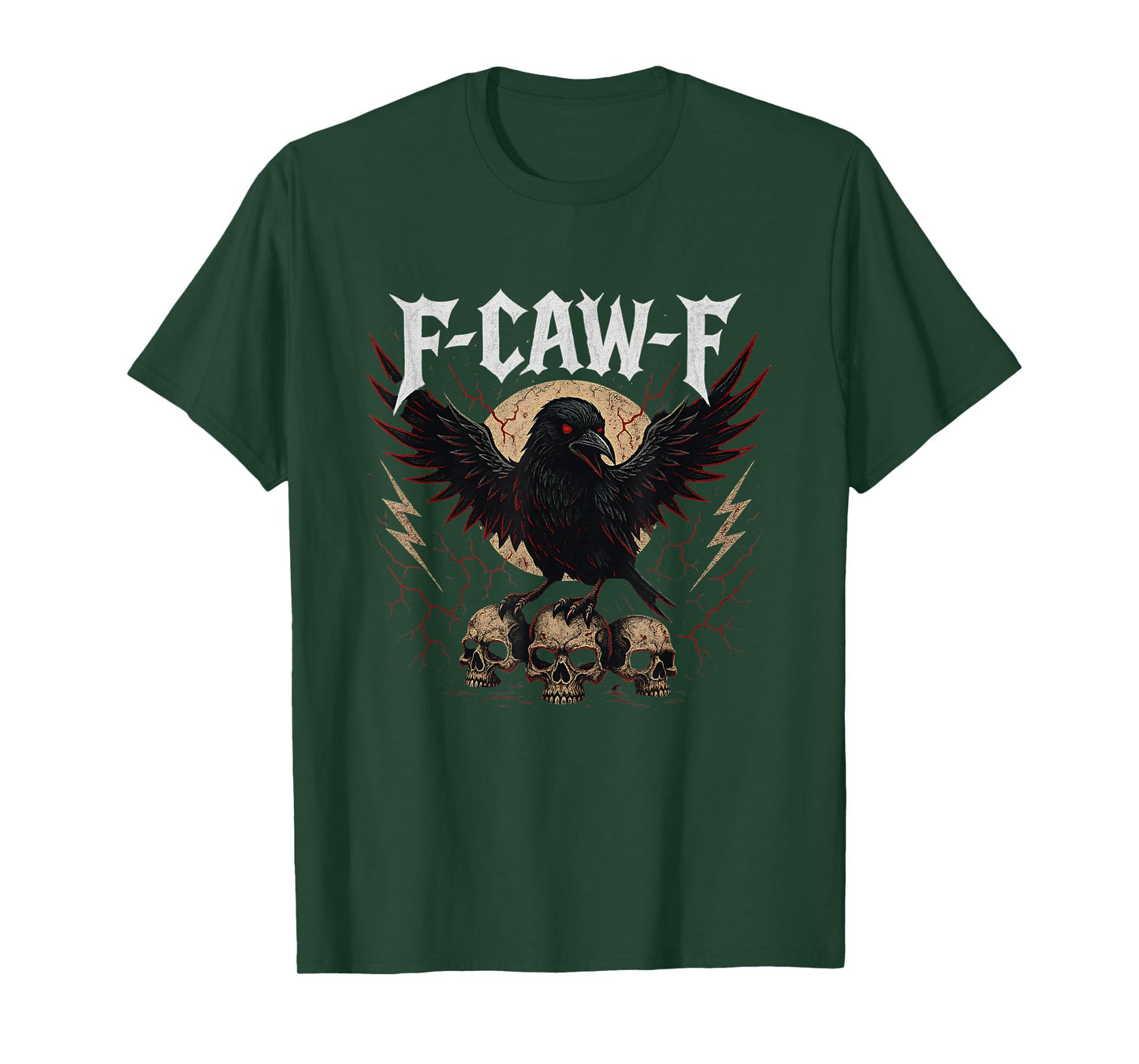F-CAW-F Black Crow Skull Funny Gothic Metal Sarcasm T-Shirt