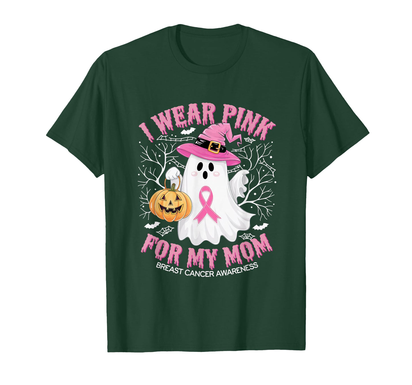I Wear Pink For My Mom Ghost Breast Cancer Awareness T-Shirt