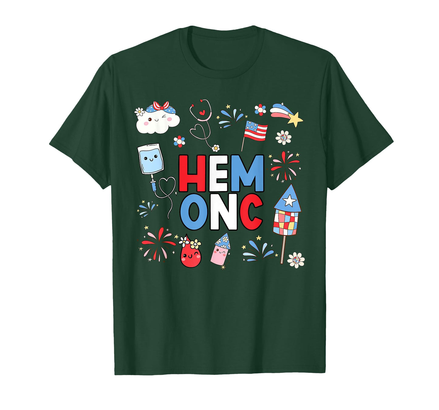 Hematology Oncology Nurse PEDS Hem Onc Nurse 4th Of July T-Shirt for Women Men