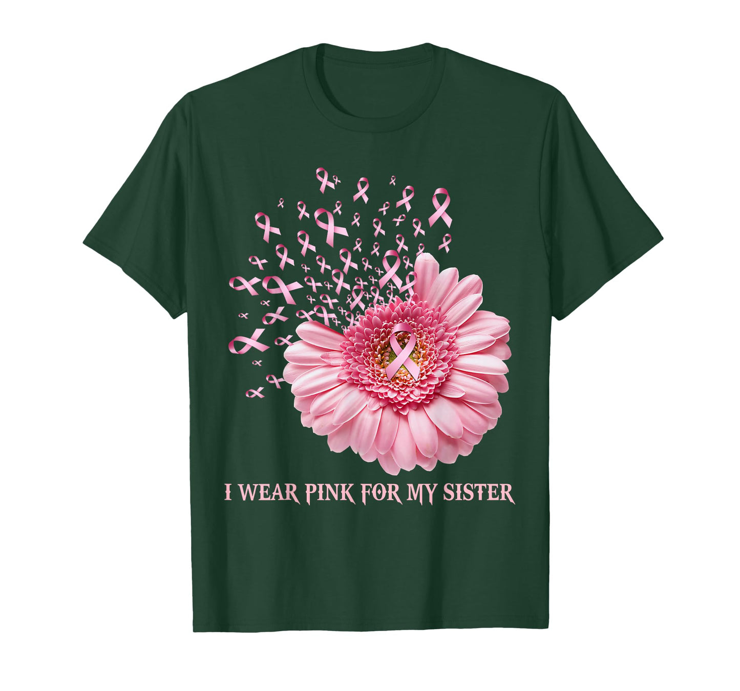 Sunflower Ribbon I Wear Pink For My Sister Breast Cancer T-Shirt