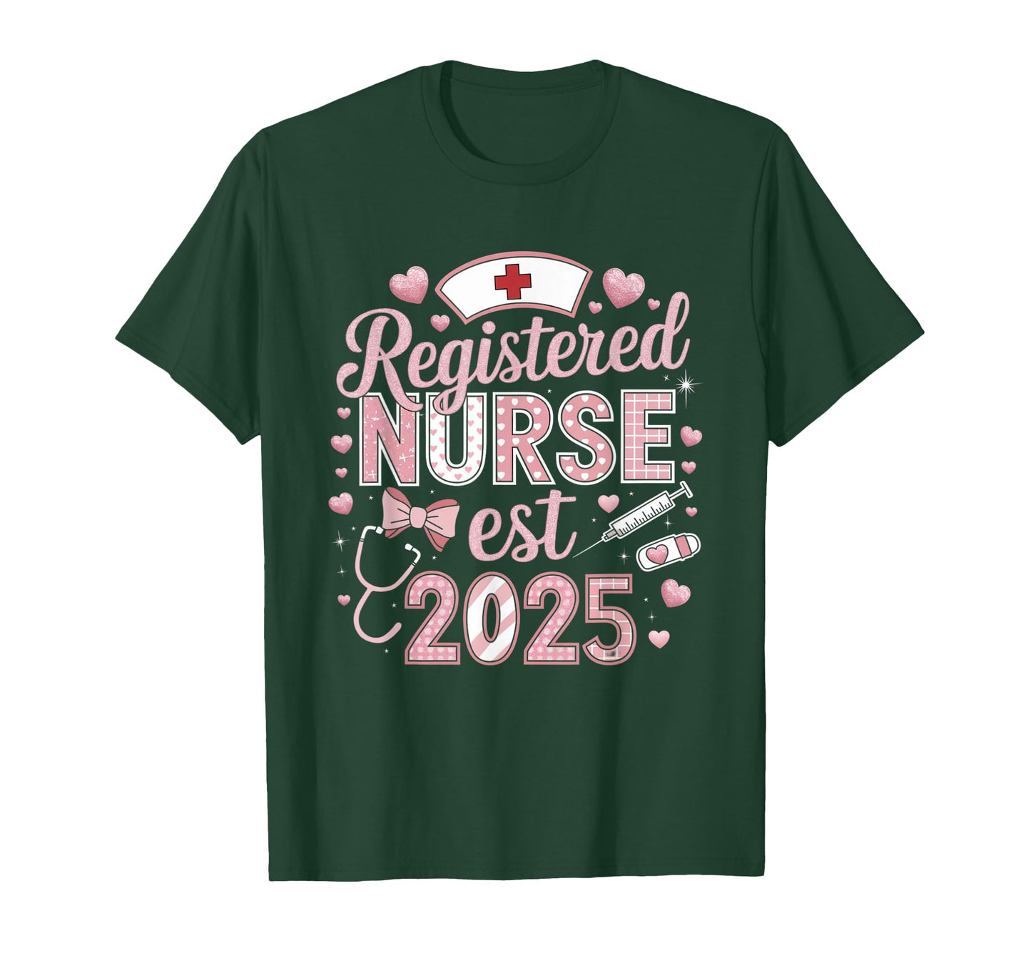Nurse Est 2025 RN Nursing School Graduation Graduate Heart T-Shirt