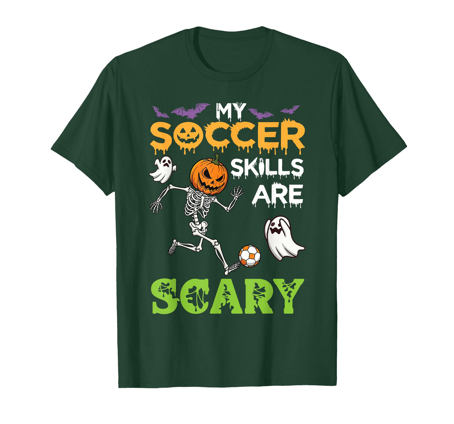 My Soccer Skills are Scary Funny Halloween Pumpkin Skeleton T-Shirt