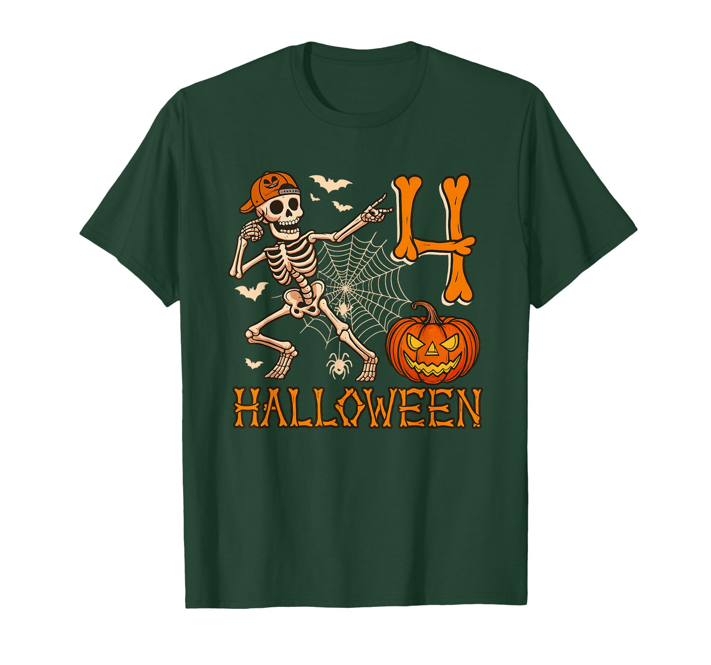 Old Skeleton Pumpkin Halloween T-Shirt