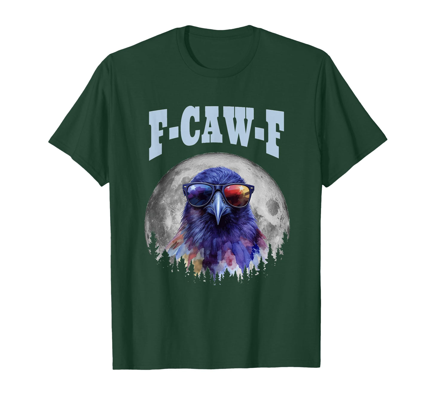F-Caw-F Funny Retro Crow Raven Moon Meme Men Women T-Shirt