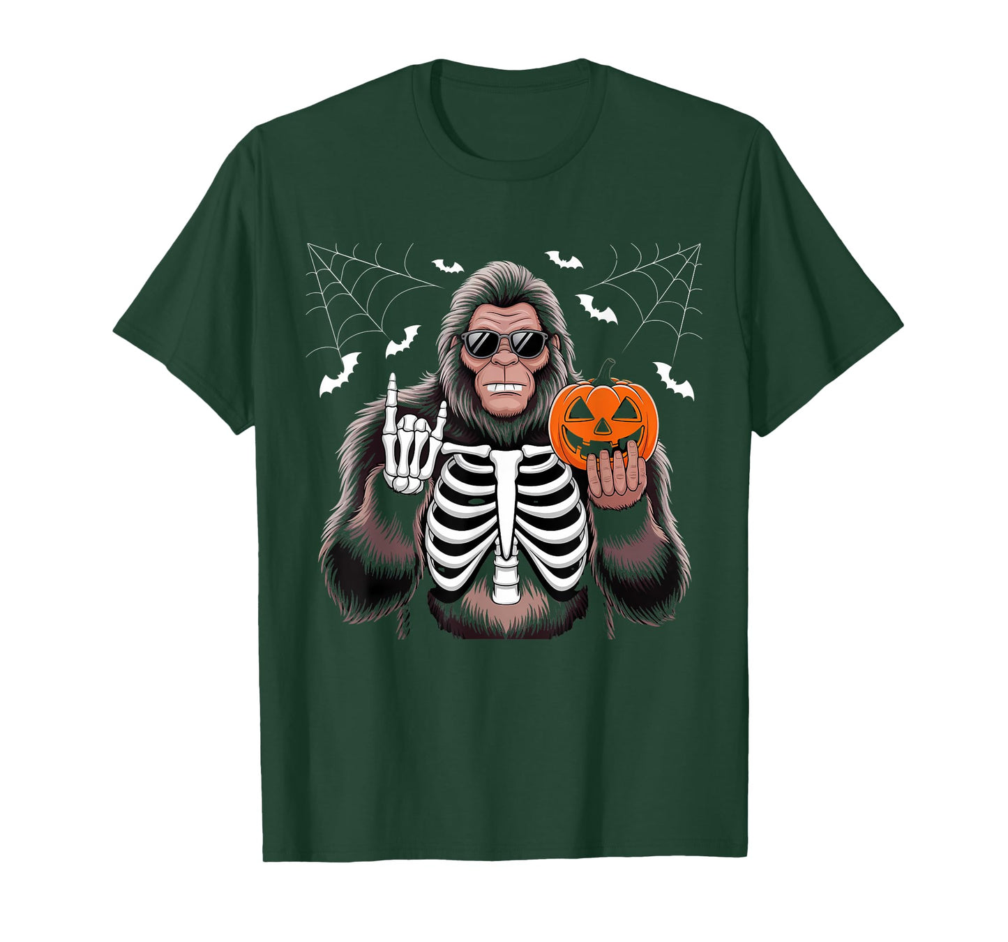 Spooky Bigfoot Jack O Lantern Skeleton Fun Halloween T-Shirt