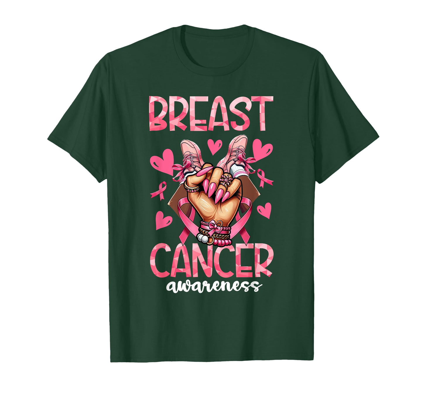 Breast Cancer Awareness African American Women Pink Ribbon T-Shirt