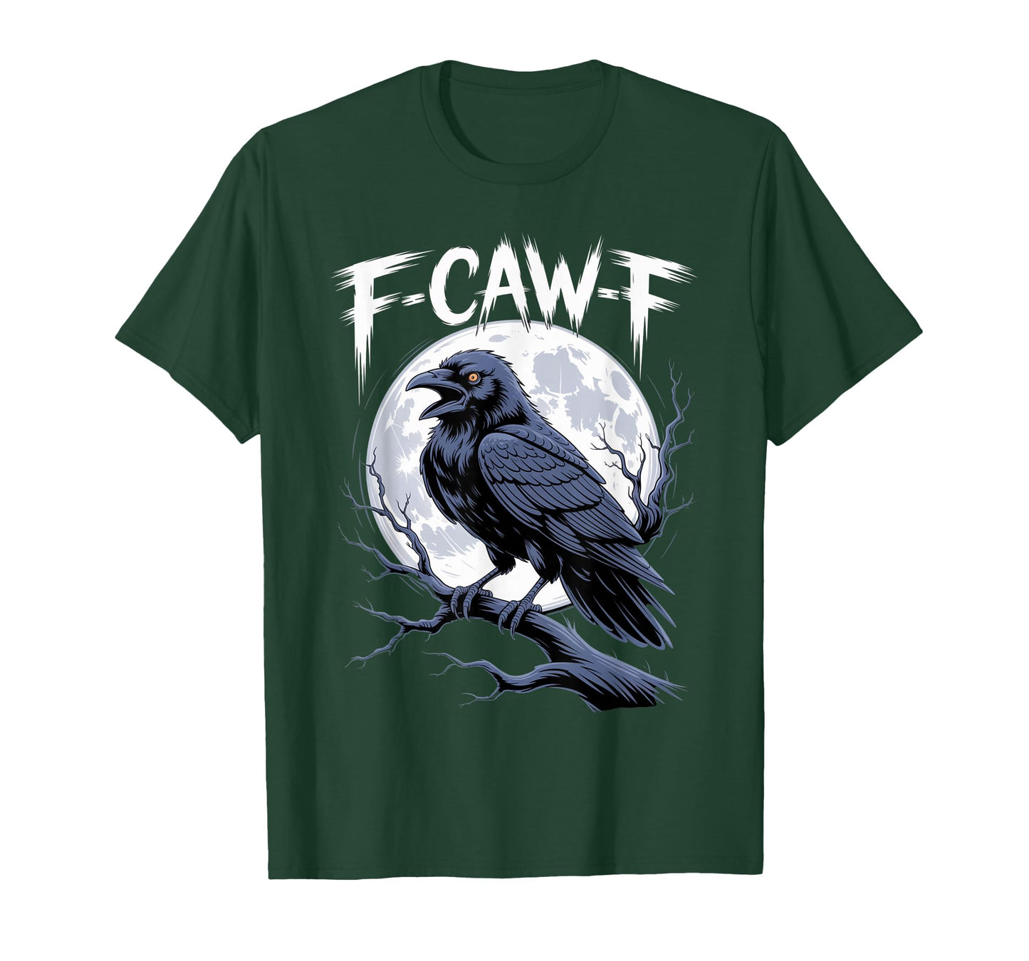 Funny Black Crow, F-Caw-F Black Bird Moon Gothic Adult Humor T-Shirt