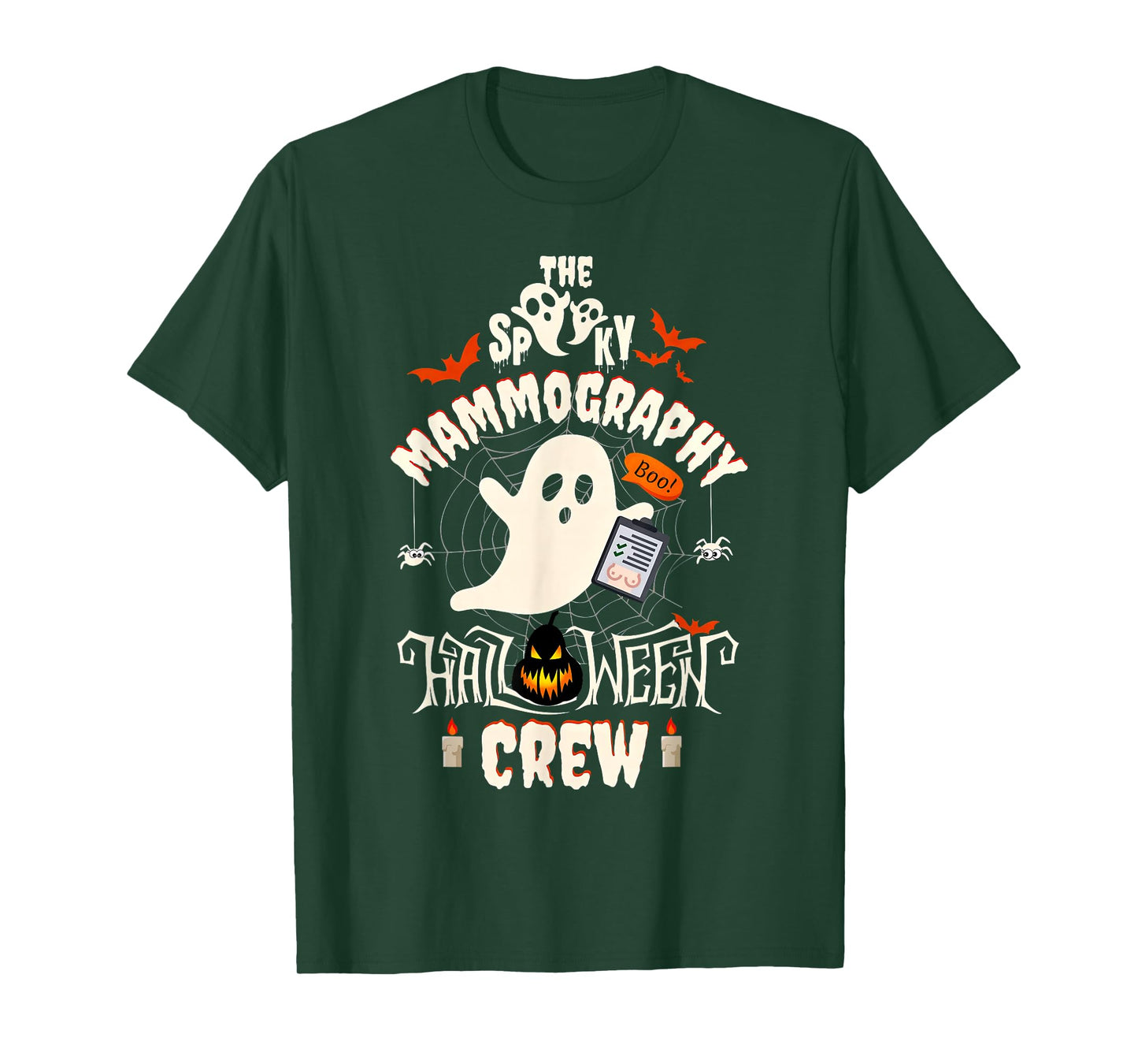 Spooky Mammography Halloween Crew Mammo Tech Mammogram Ghost T-Shirt