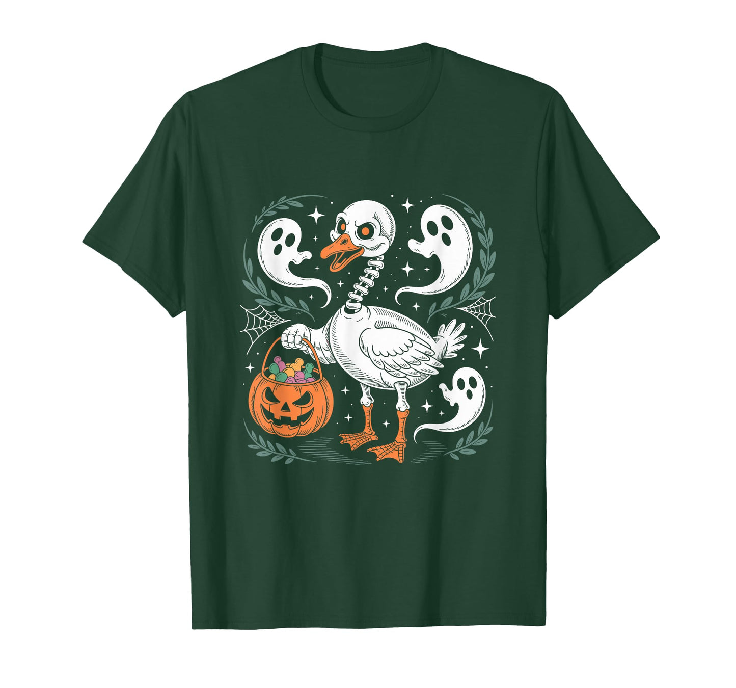 Spooky Skeleton Duck Halloween Art T-Shirt