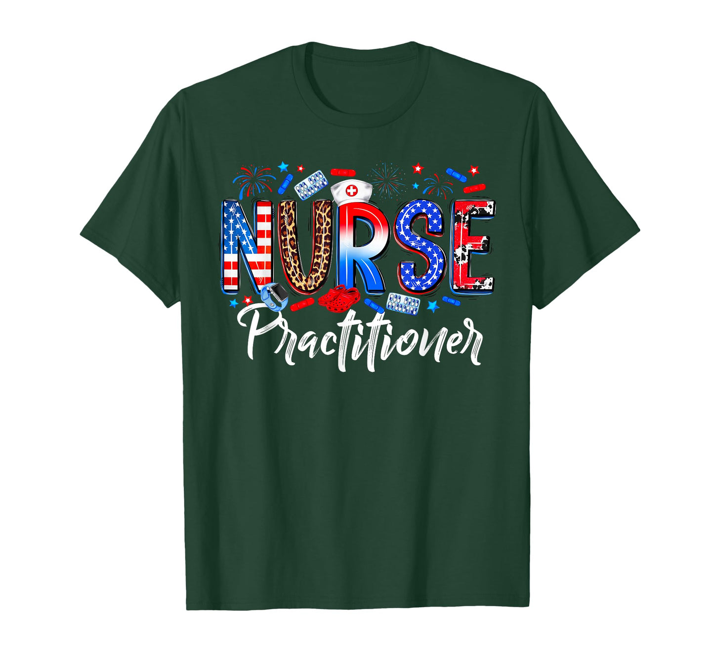 Happy 4th Of July Nurse Practitioner American Flag Women Men T-Shirt